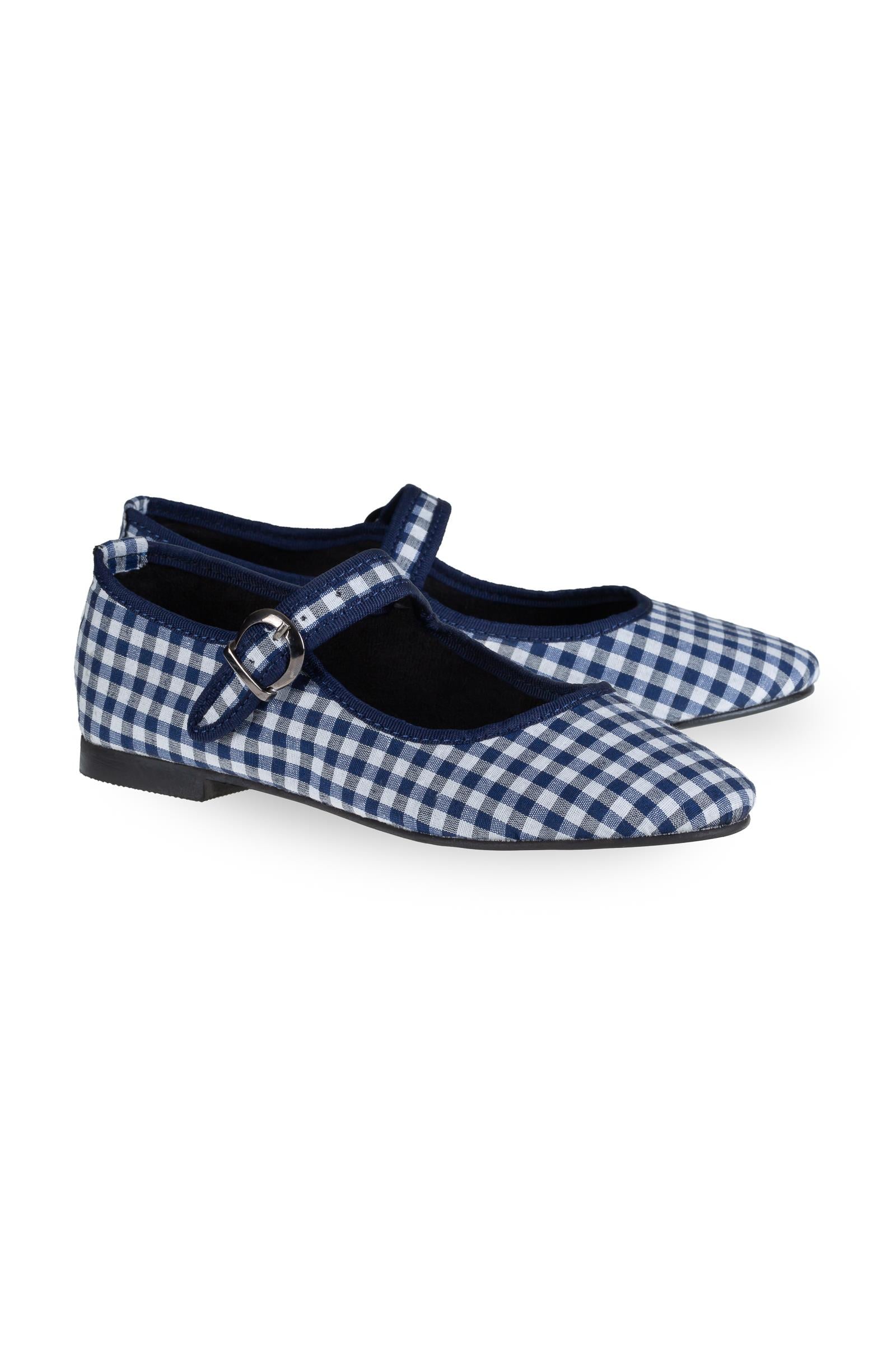 Navy Gingham Mary Jane Flats