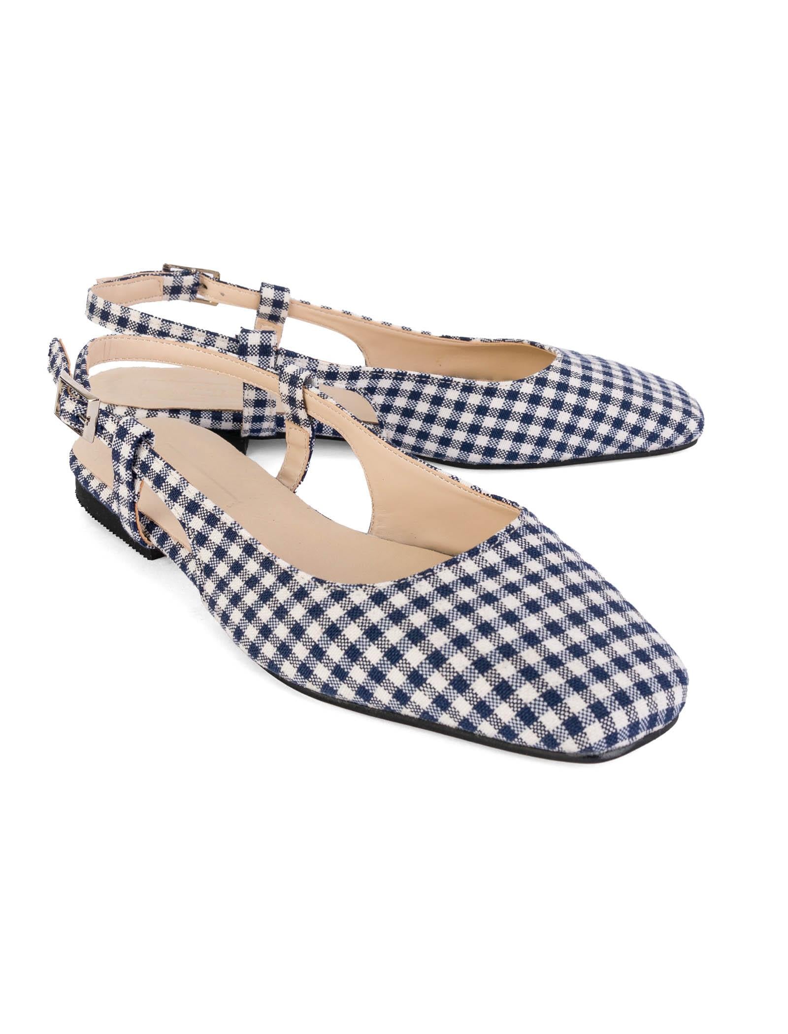 Navy Gingham Slingback Flat