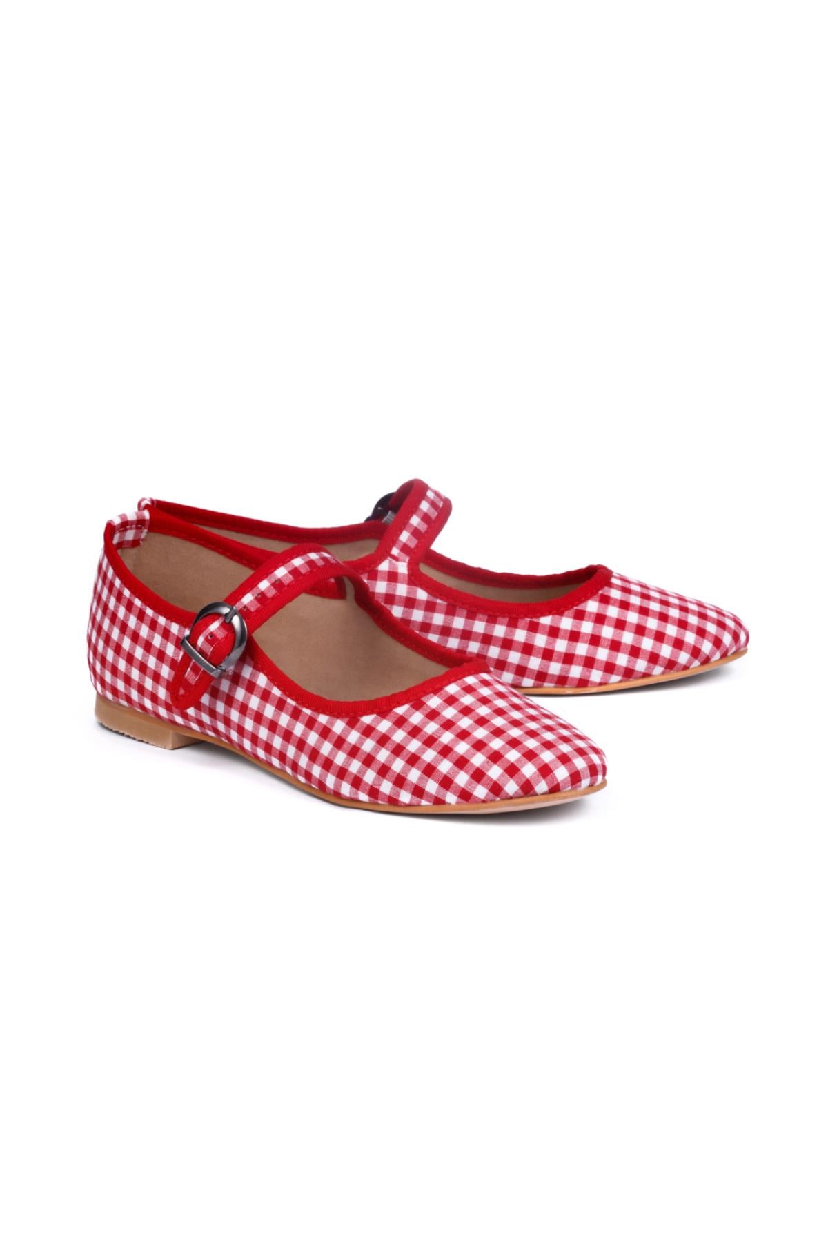 Red Gingham Mary Jane Flats