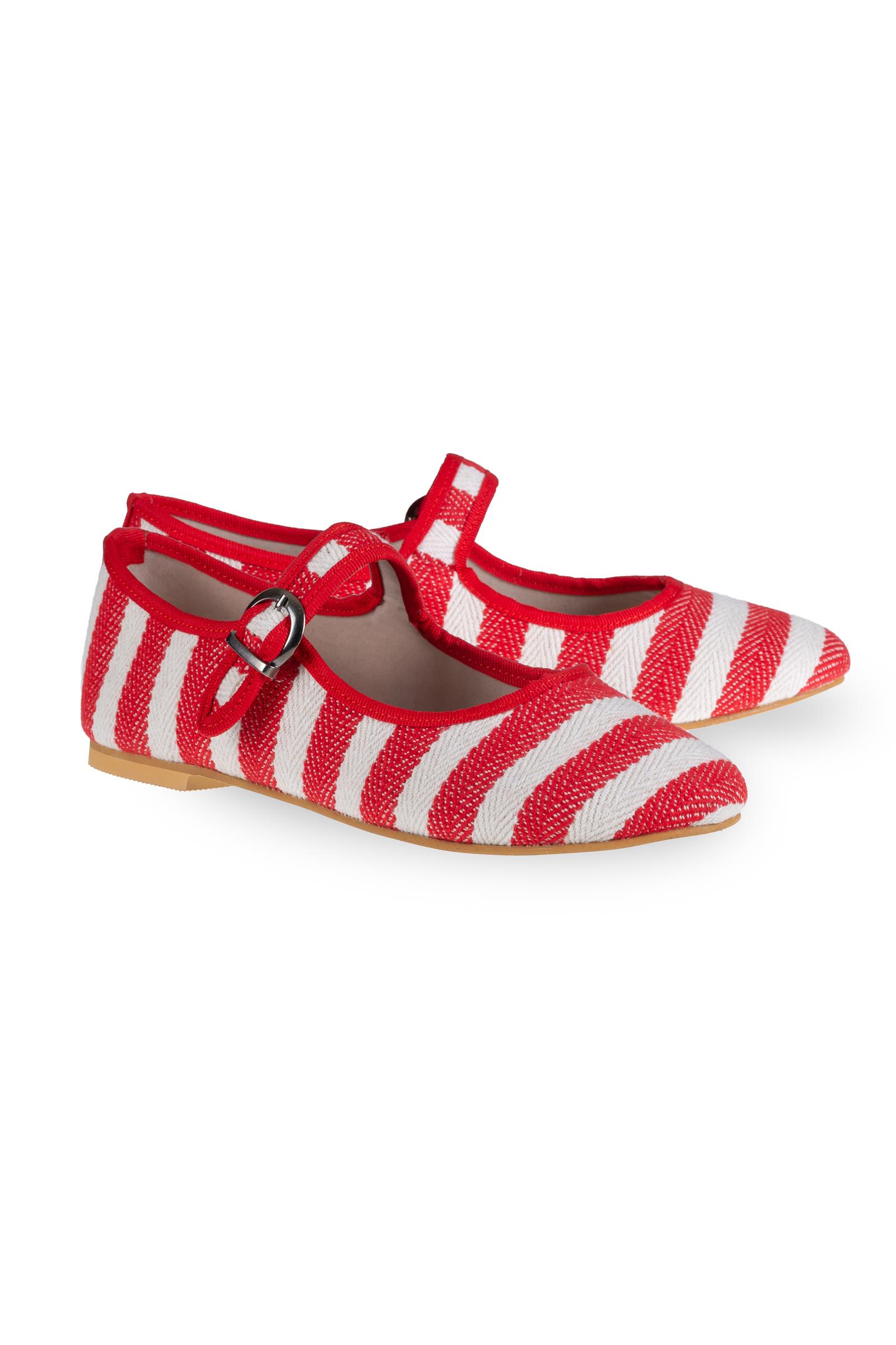 Red Striped Mary Jane Flats