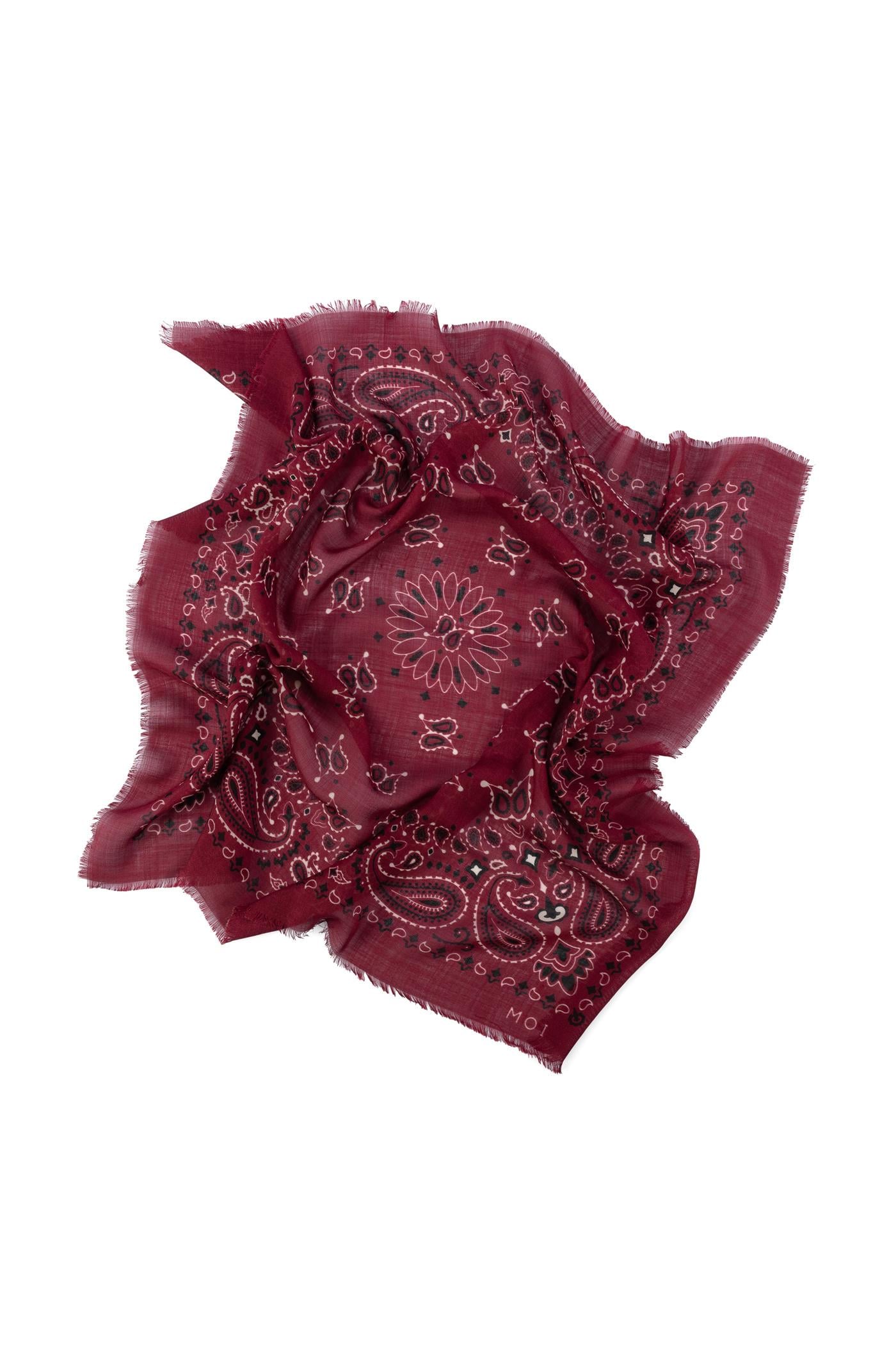 The Printed Shawl – Silk & Wool Blend(Burgundy)