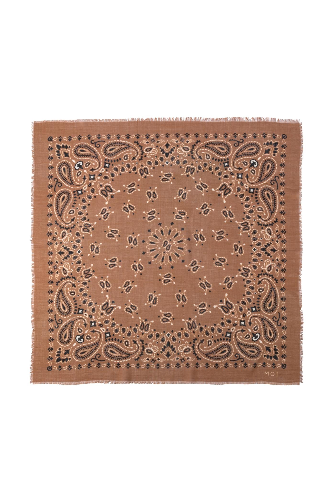 The Printed Shawl – Silk & Wool Blend(Caramel)