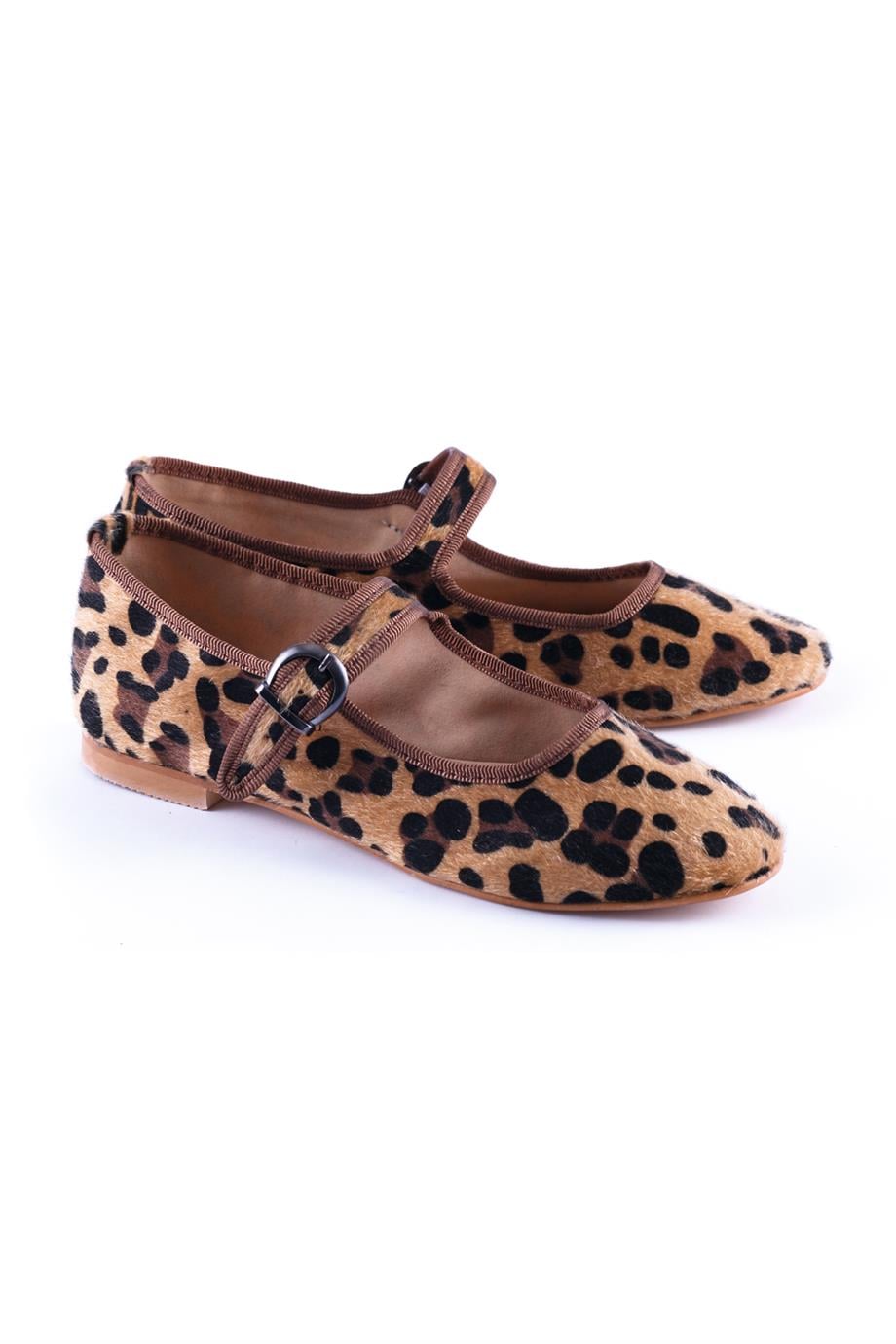 Begüm-Leopard Mary Jane Flats