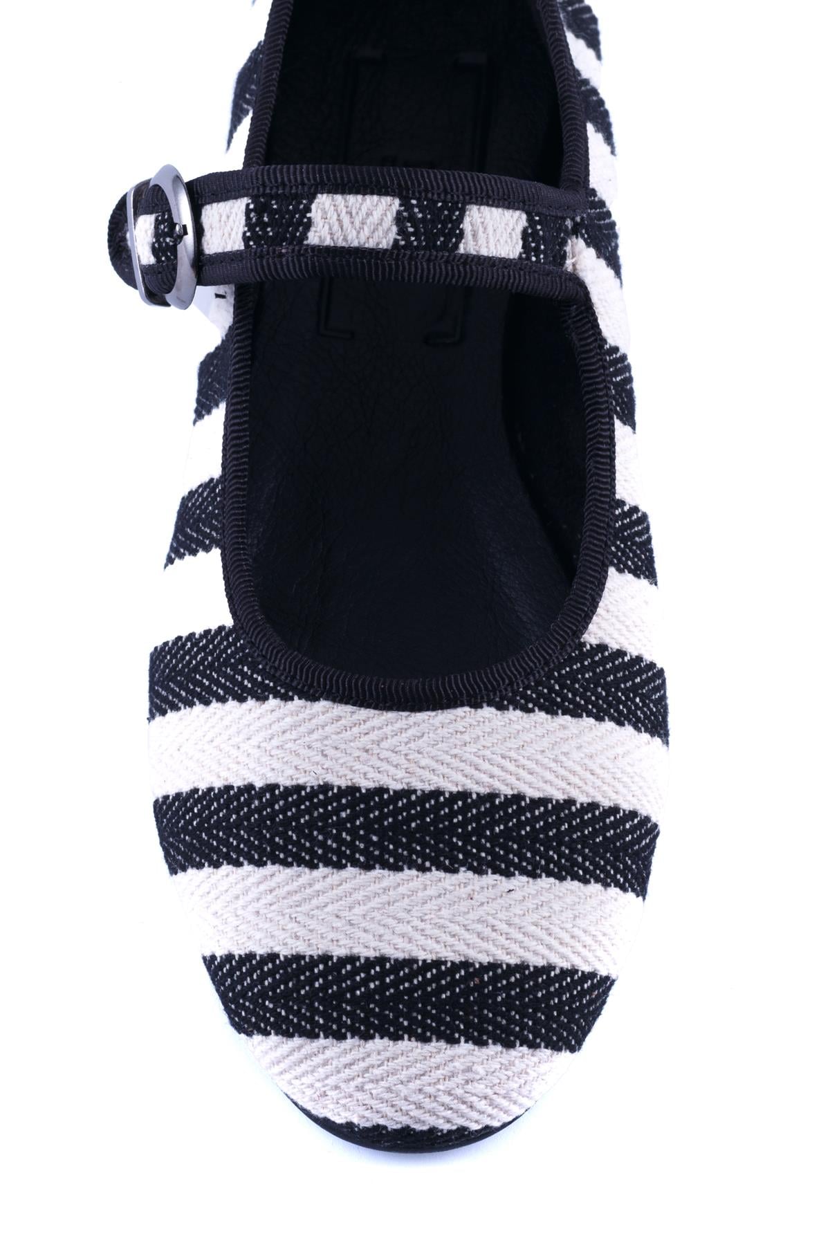 Black Striped Mary Jane Flats