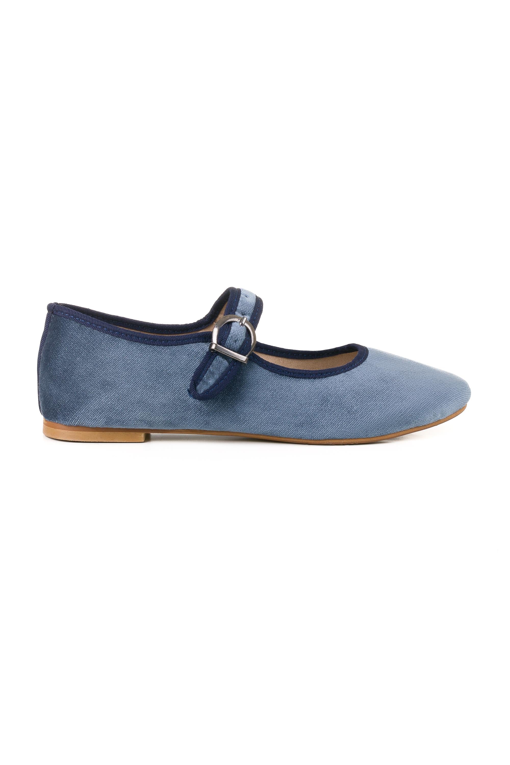 Blue Velvet Mary Jane Flats