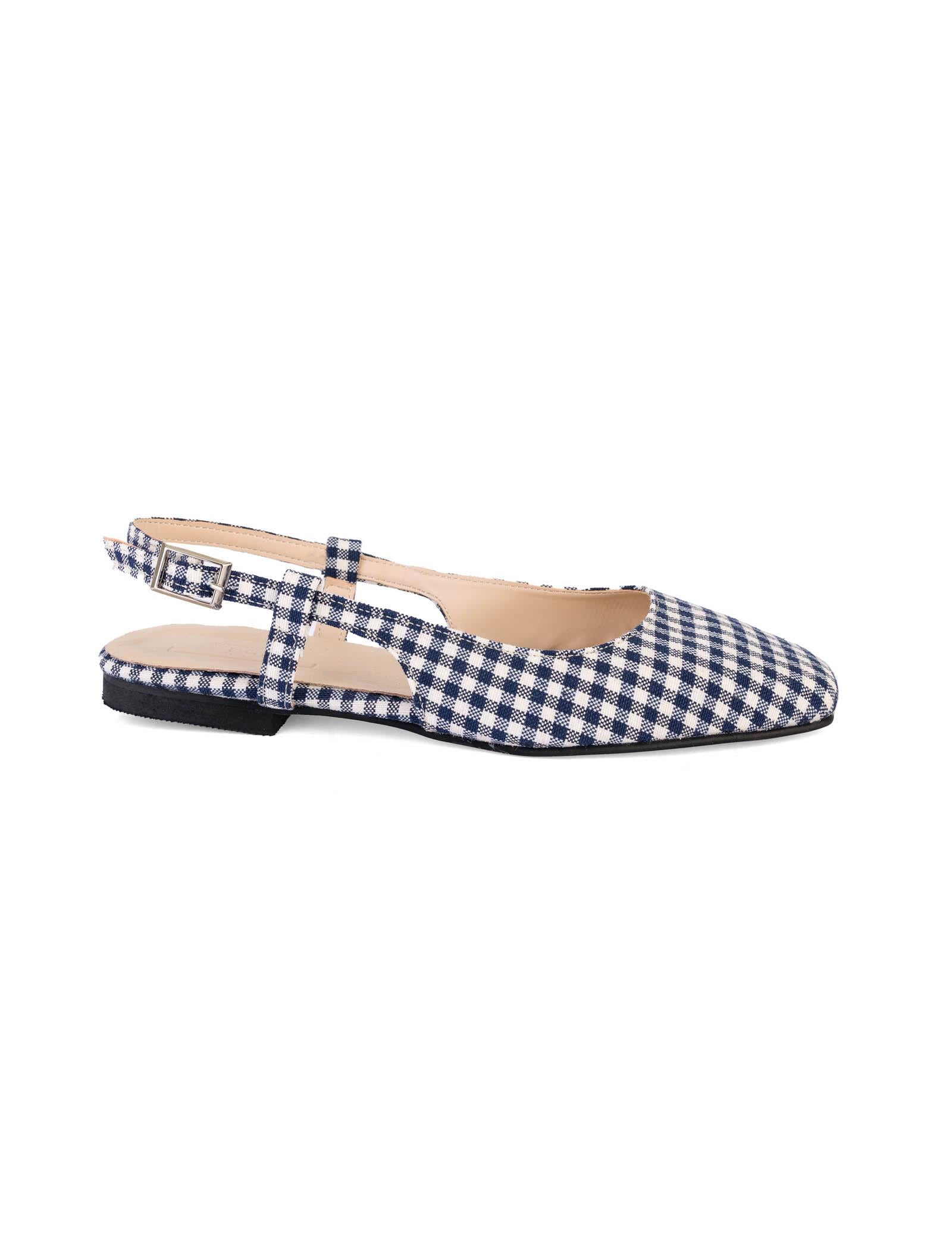 Navy Gingham Slingback Flat