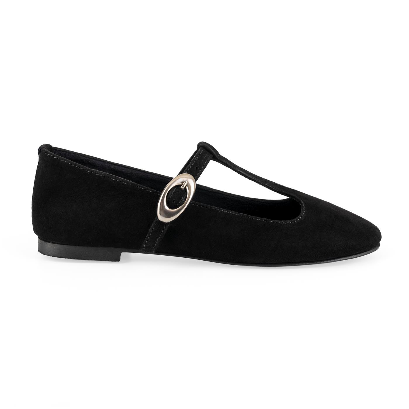 Noir T-Bar Flats
