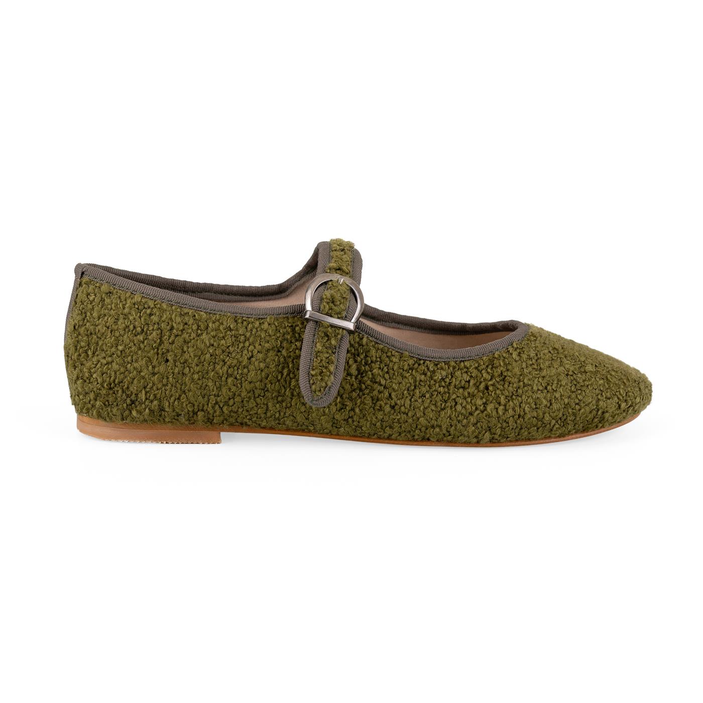 Olive Bouclé Mary Janes