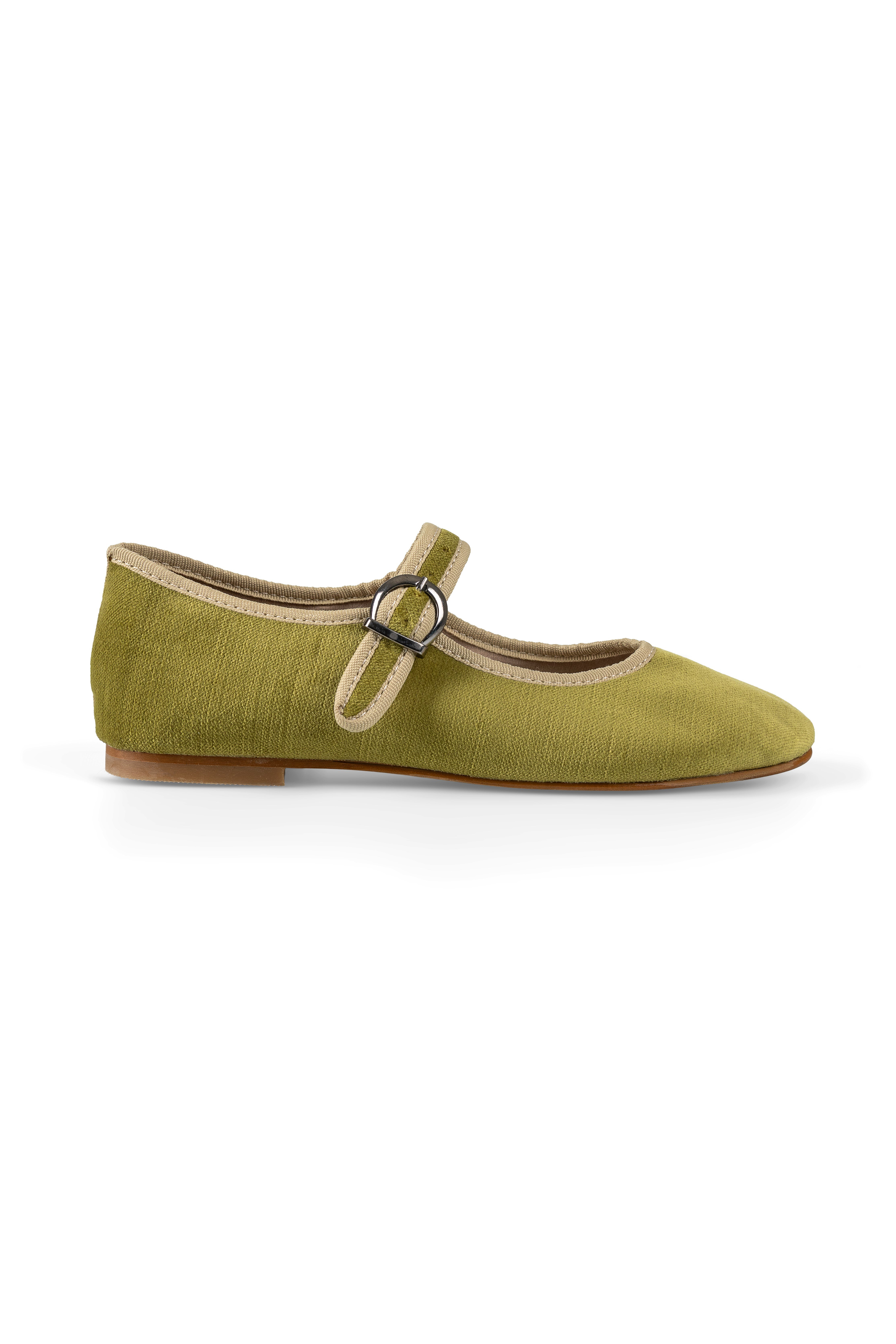 Olive Velvet Mary Jane Flats