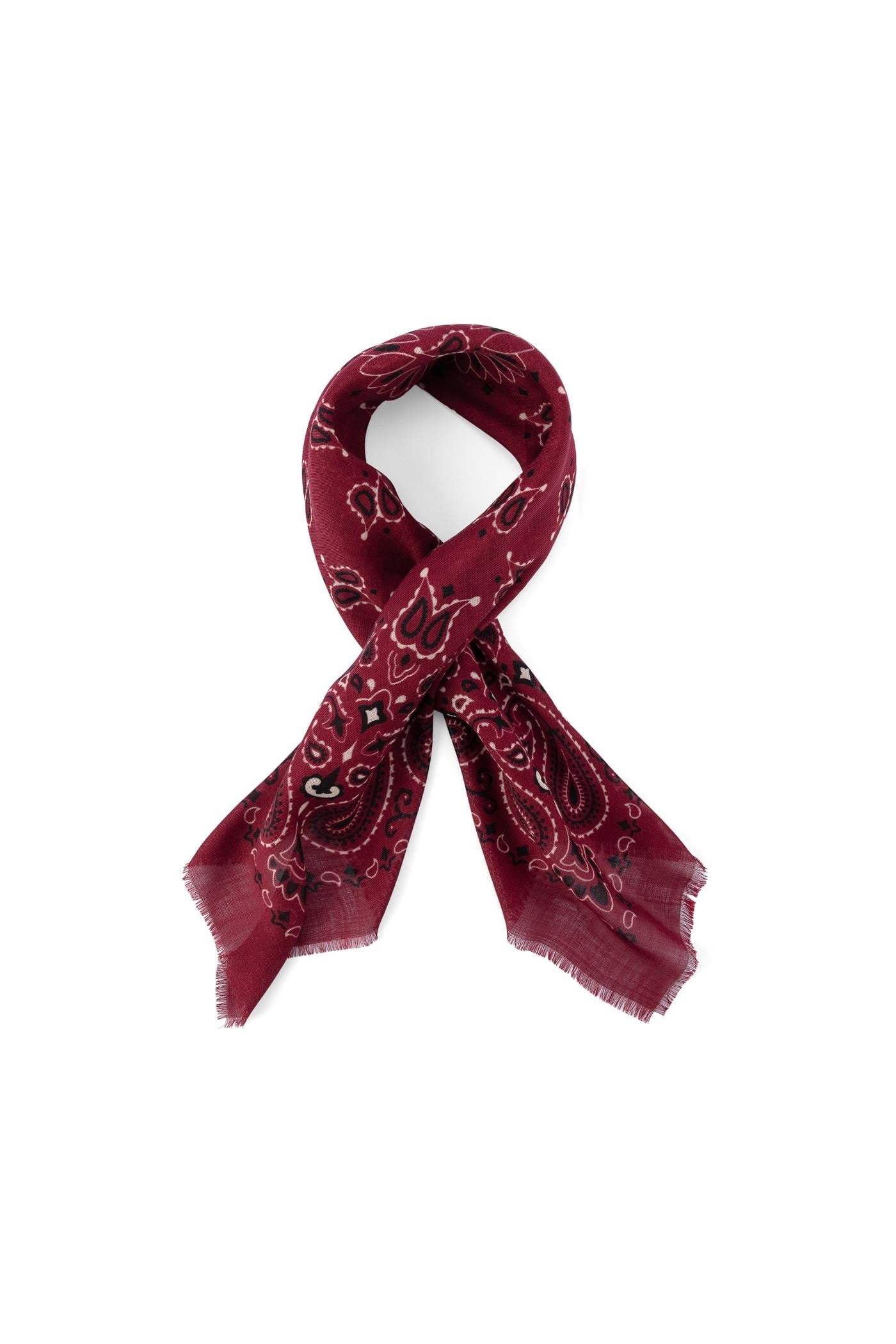 The Printed Shawl – Silk & Wool Blend(Burgundy)