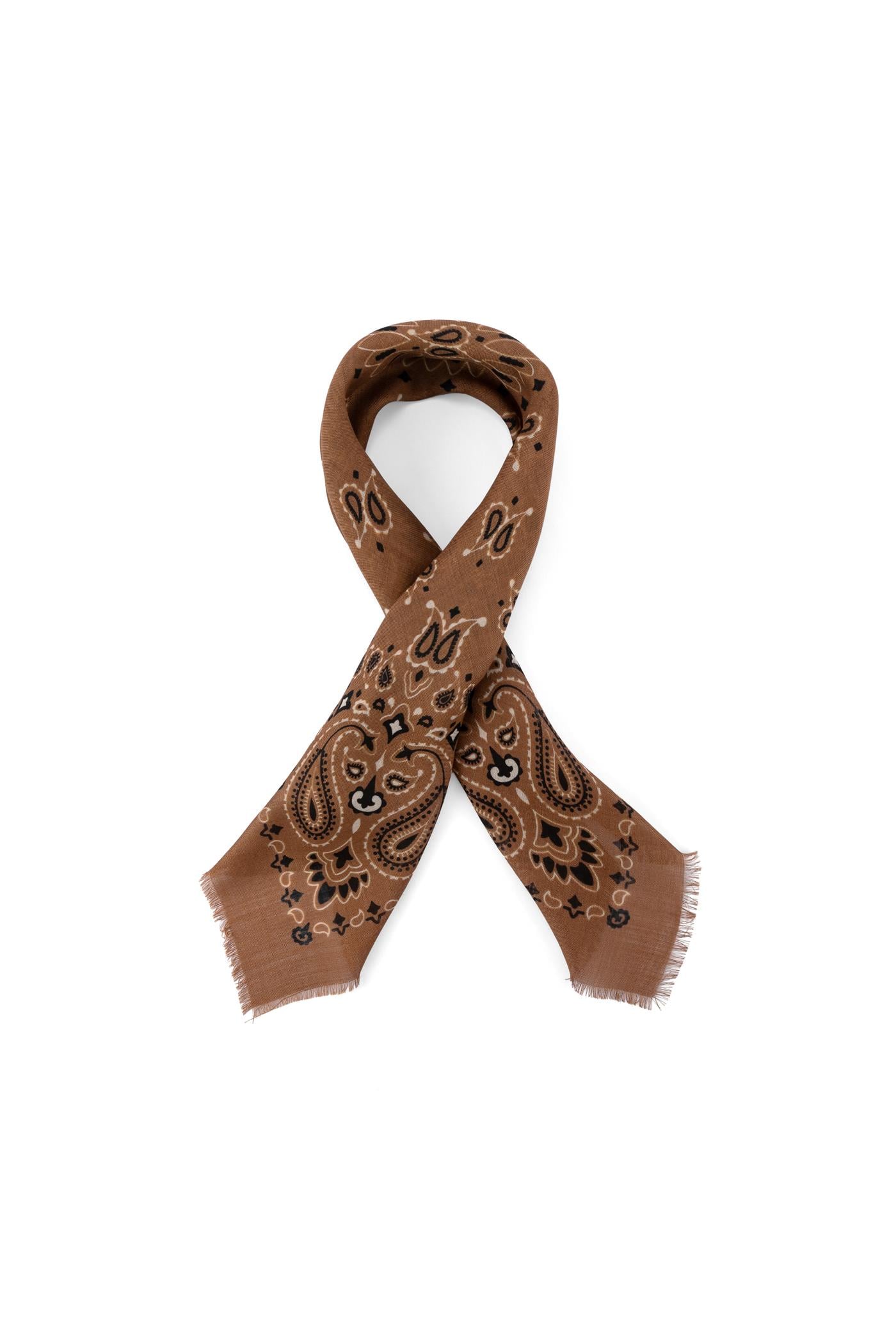 The Printed Shawl – Silk & Wool Blend(Caramel)