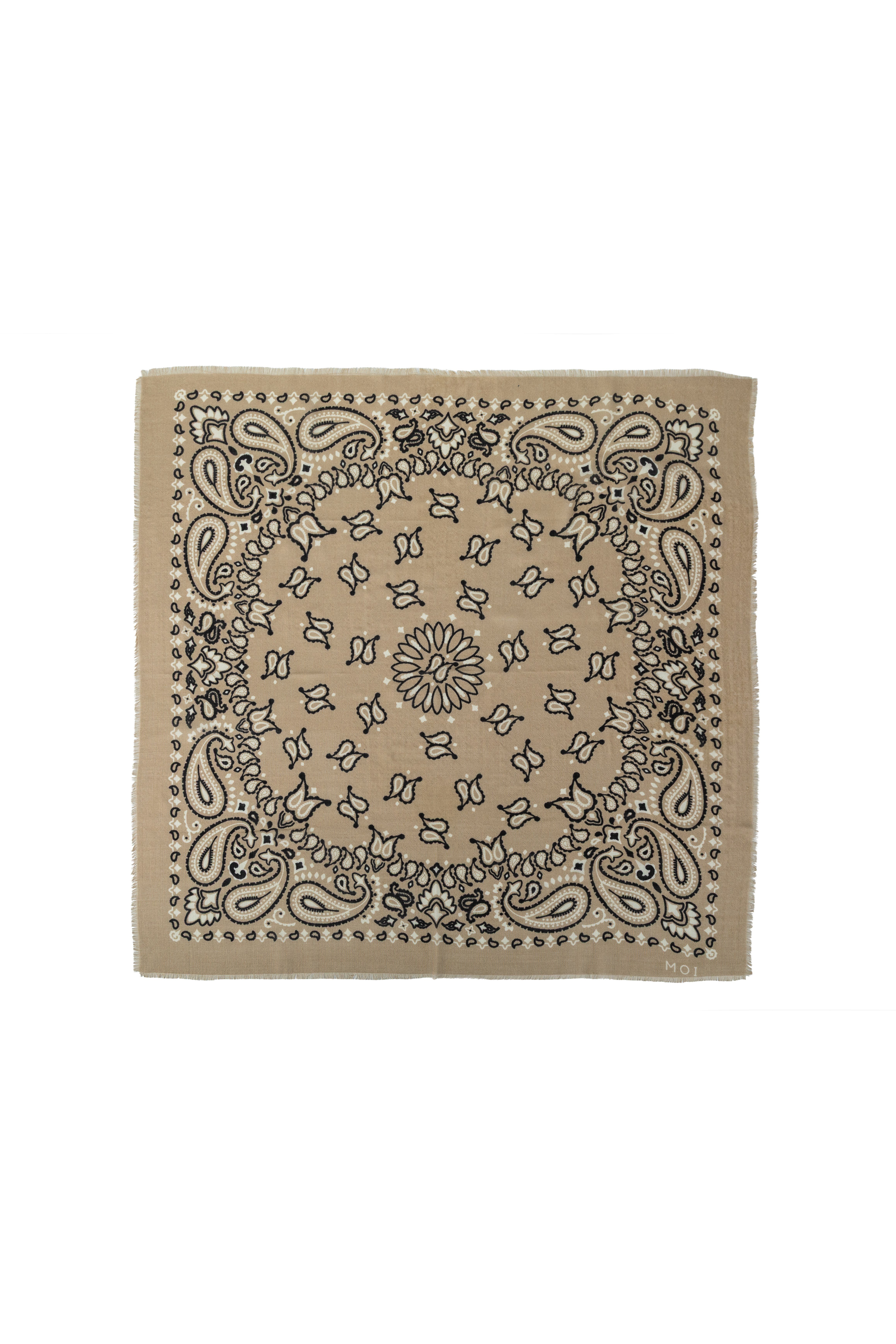 The Printed Shawl – Silk & Wool Blend(Soft Beige)