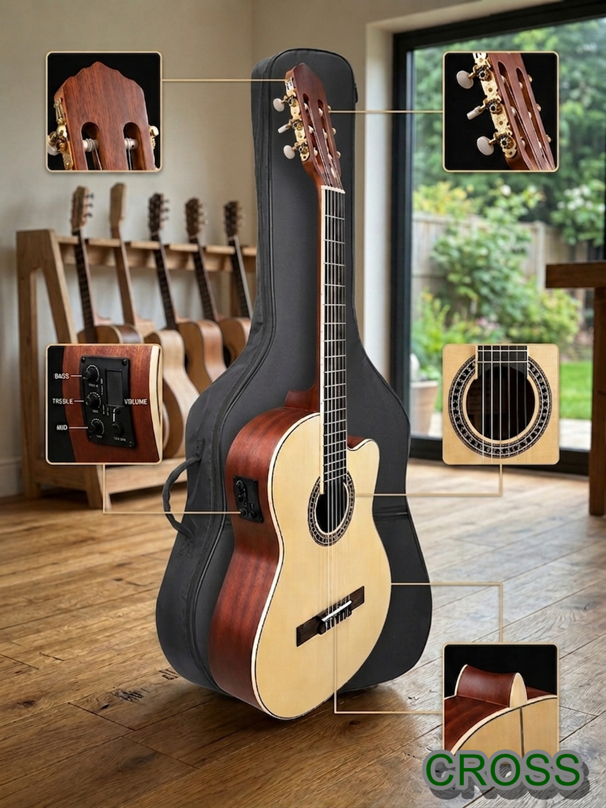 Cross QC62309 Maun Ağacı Elektro Klasik Gitar 