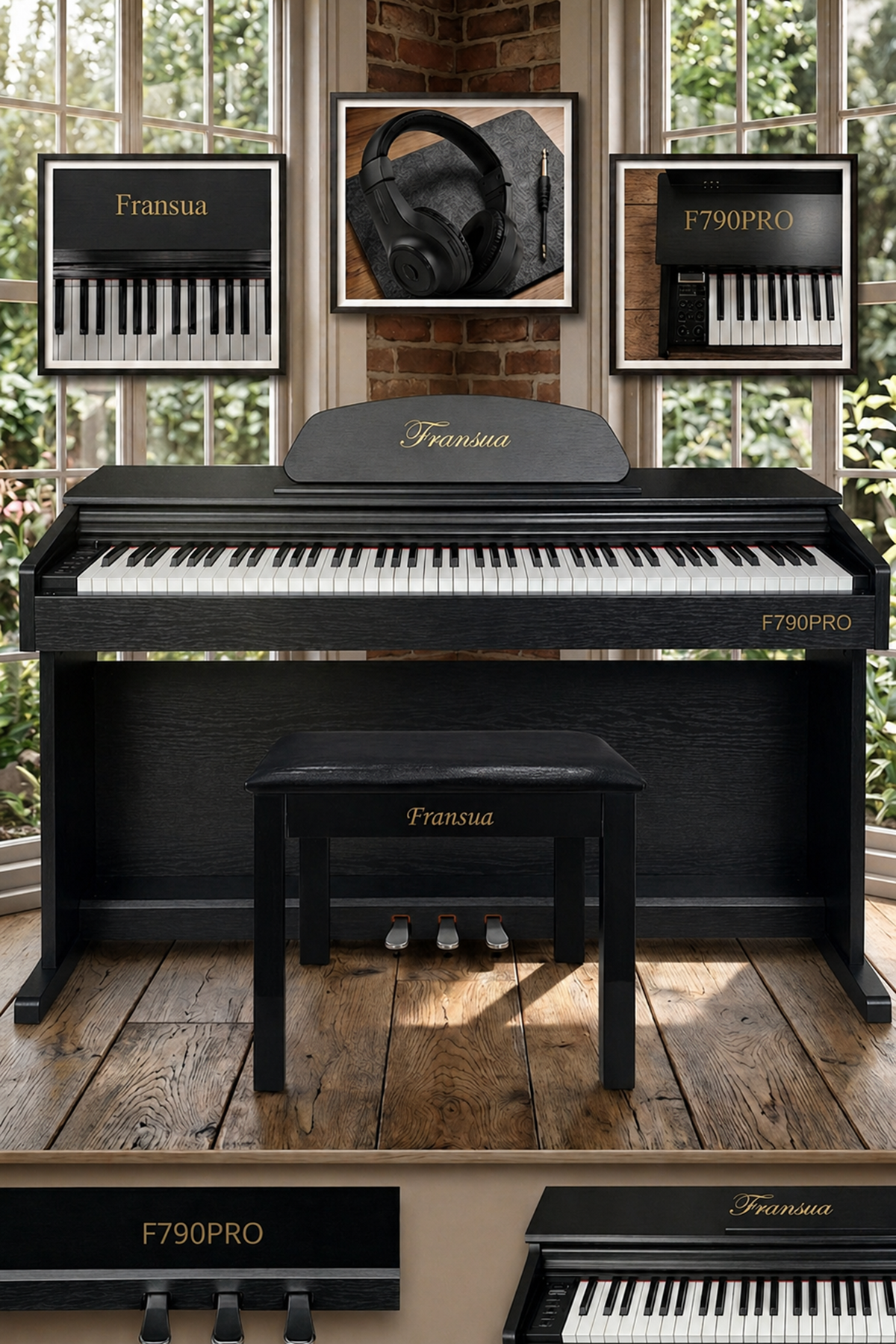 Fransua F790PROBK Siyah Dijital Piyano 88 Tuşlu Hammer Action