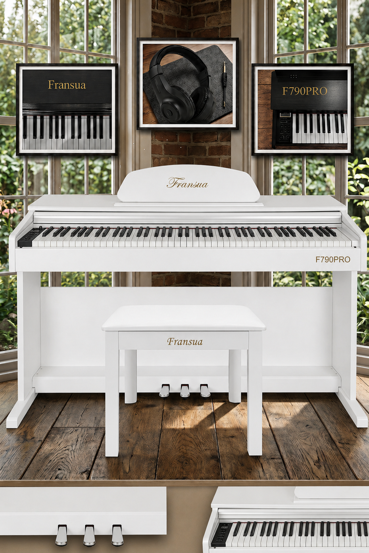 Fransua F790PROWH Beyaz Dijital Piyano 88 Tuşlu Hammer Action