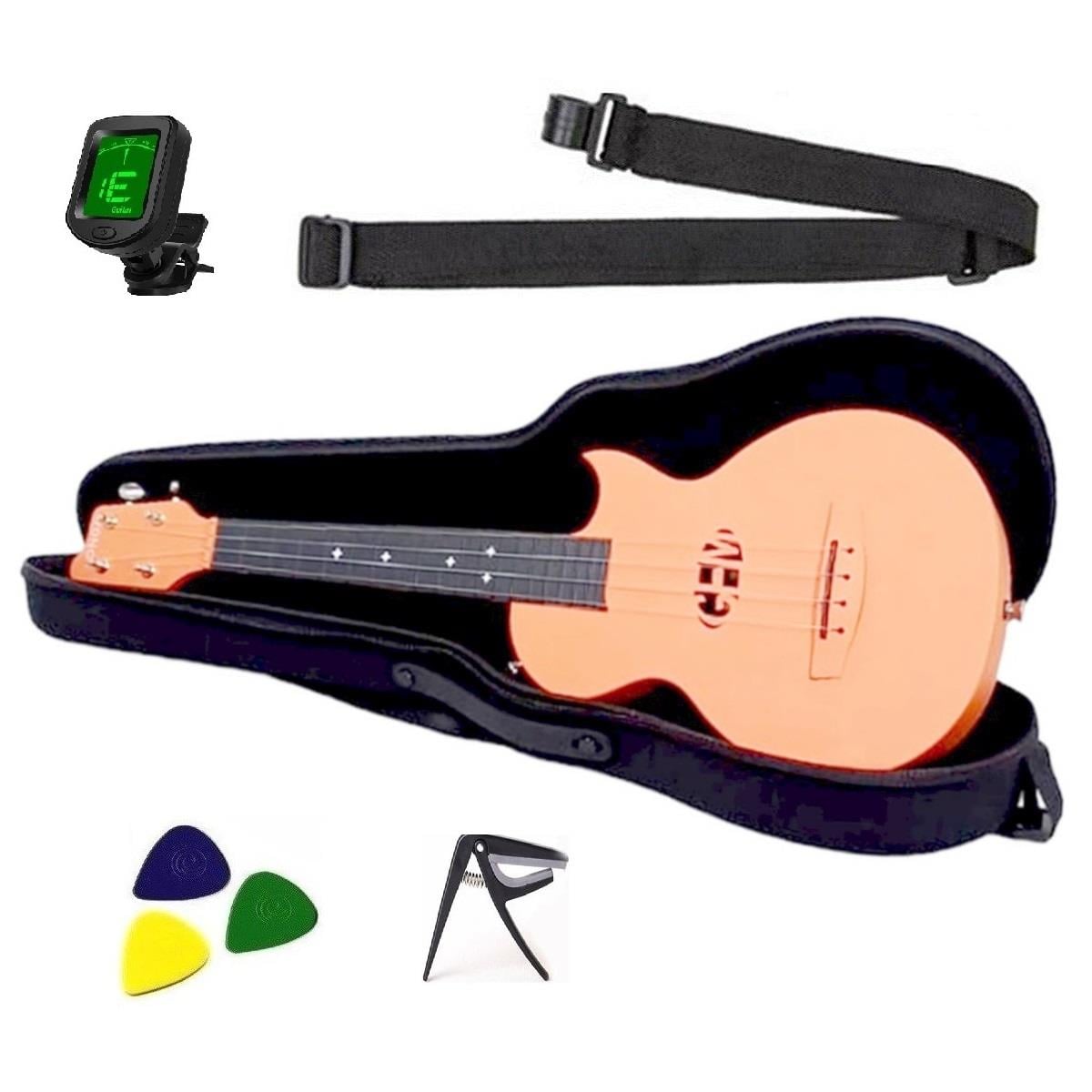 Longa Profesyonel Carbon Fiber Ukulele Seti ( Turuncu )