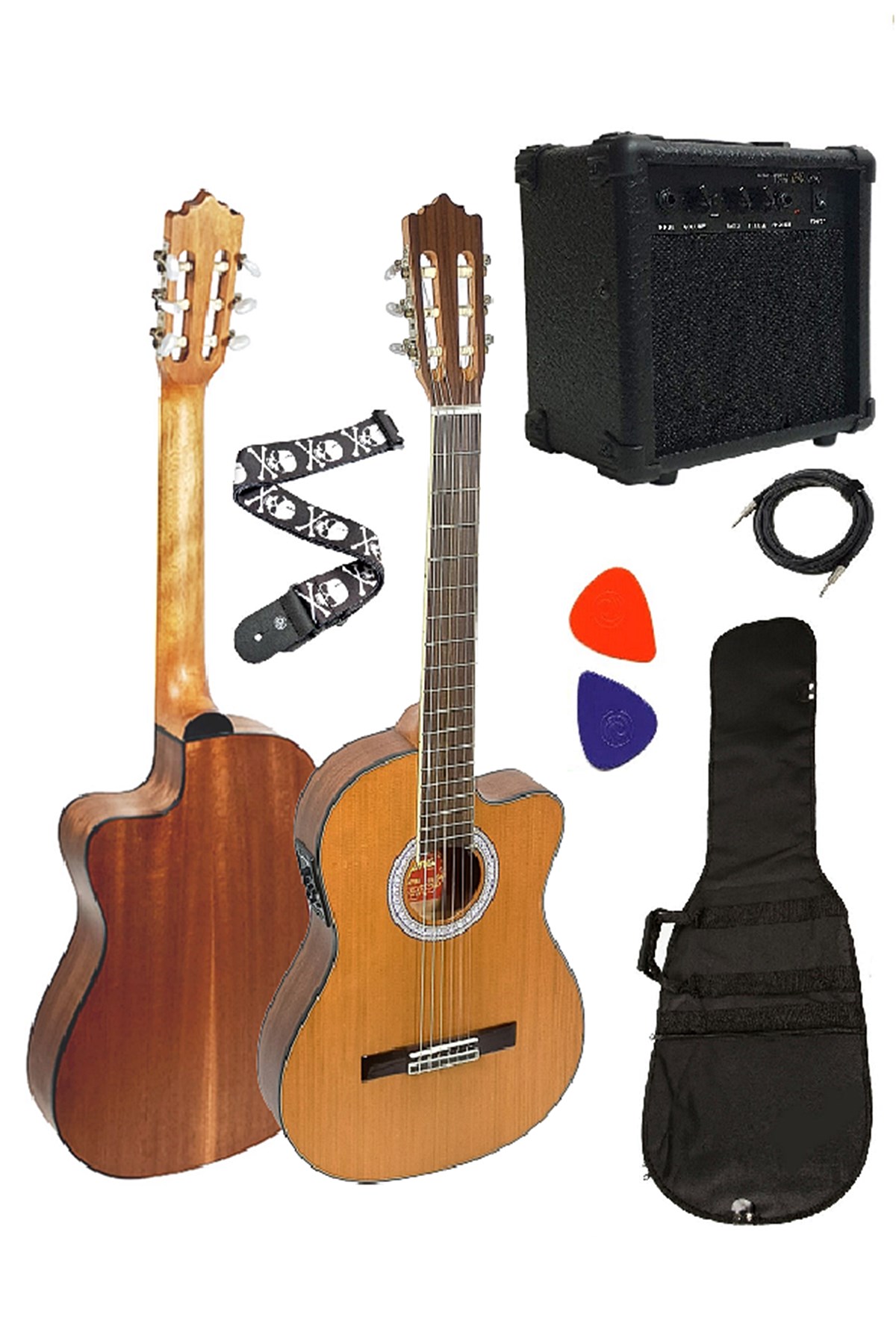 Nevada Elektro Klasik Gitar Seti (Naturel)