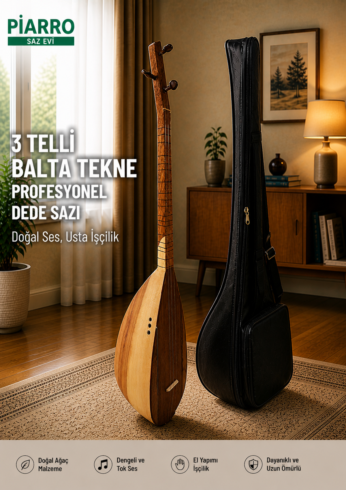 Piarro El Oyması KaraAğaç Balta Tekne Dede Sazı ( 35-36 Tekne )