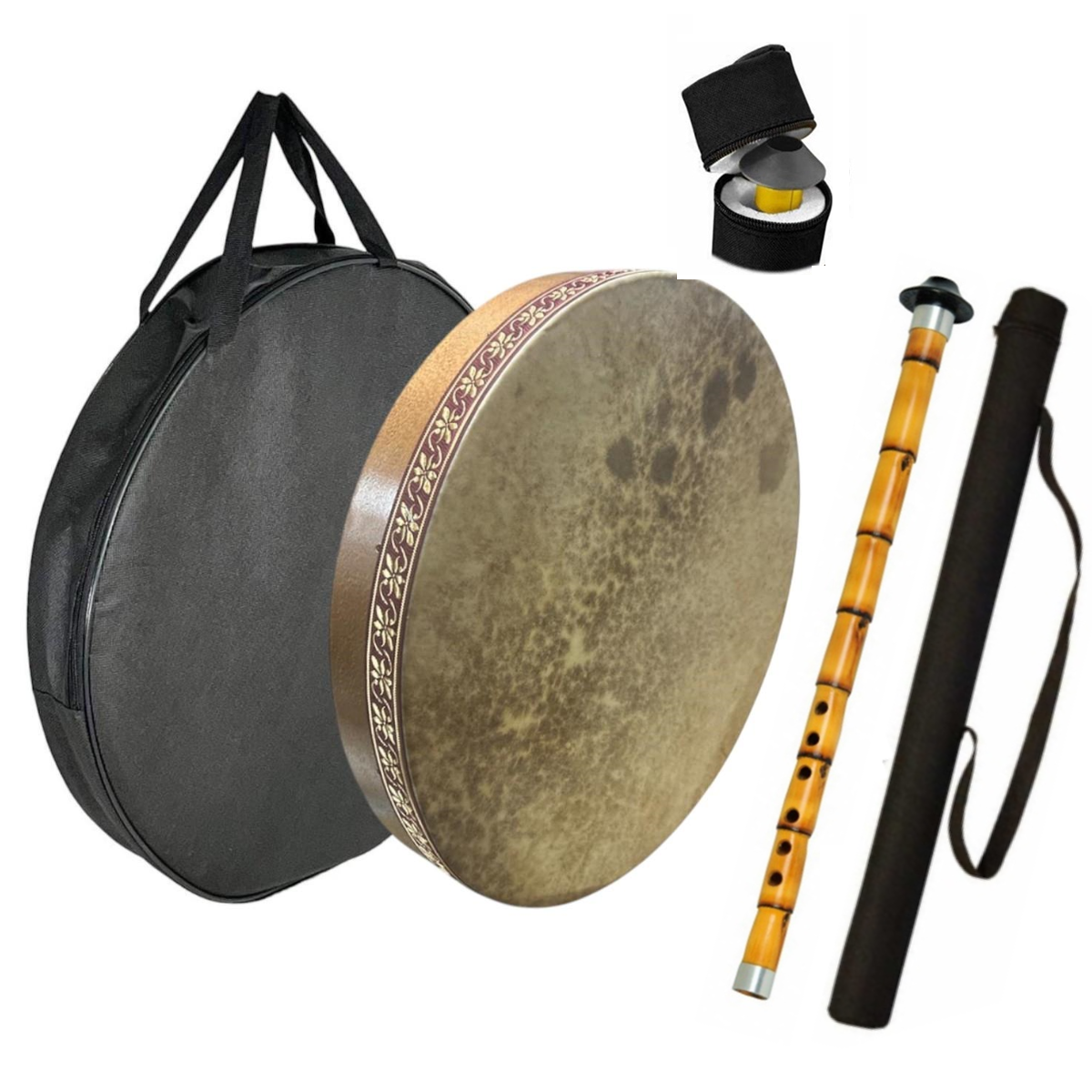 Piarro Orjinal Kamış Ney ve Deri Def  Seti + Kılıflar Hediyeli