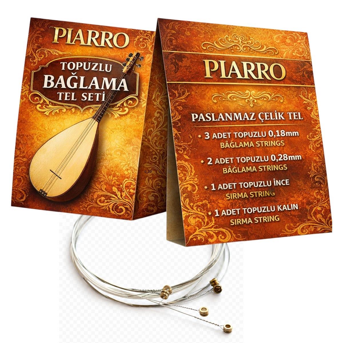 Piarro Topuzlu Profesyonel Kısa Sap Bağlama Tel Seti 0,18