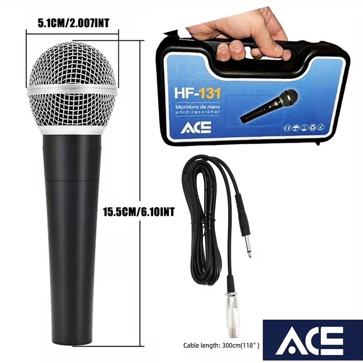 Ace HF131Kablolu EL Mikrofon ( Kablo Hediyeli)