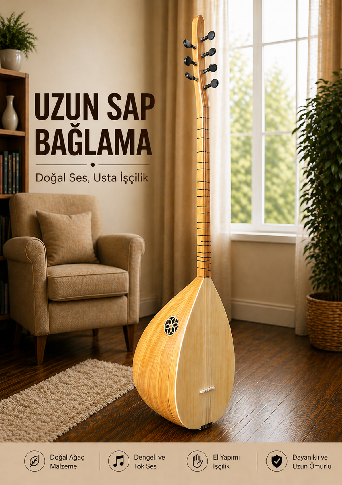 Dut Ağacı Uzun Sap  Öğrenci Bağlaması 