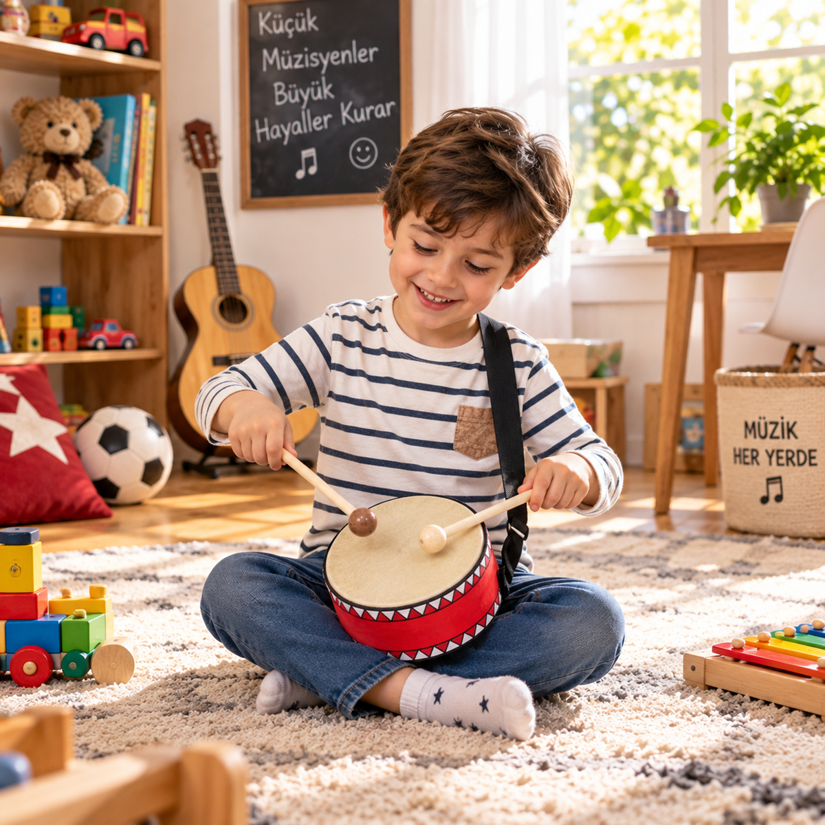 Piarro Deri Çocuk Davulu 19 cm ( Çift Tokmak )