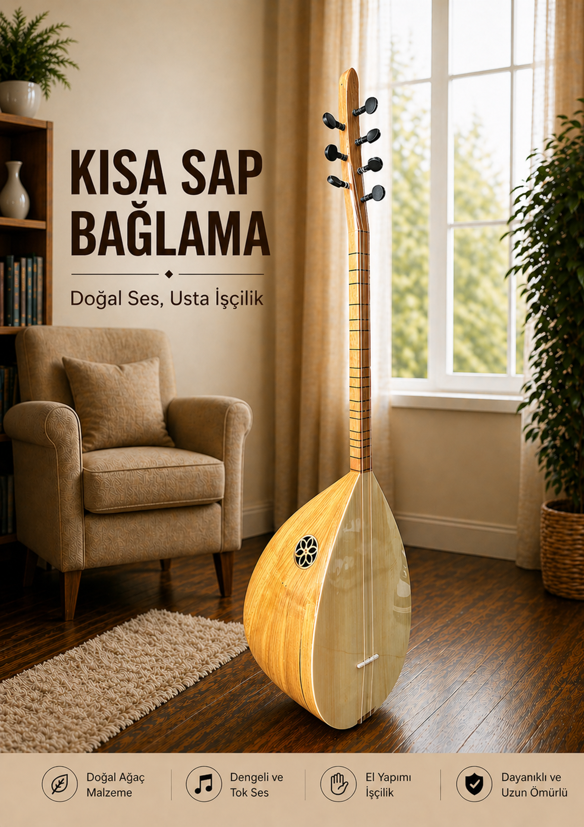 Piarro Dut Ağacı Kısa Sap Bağlama