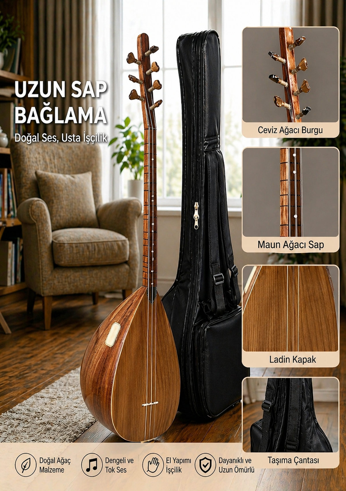 Piarro Uzun Sap Maun Ağacı Termo Kapak Bağlama