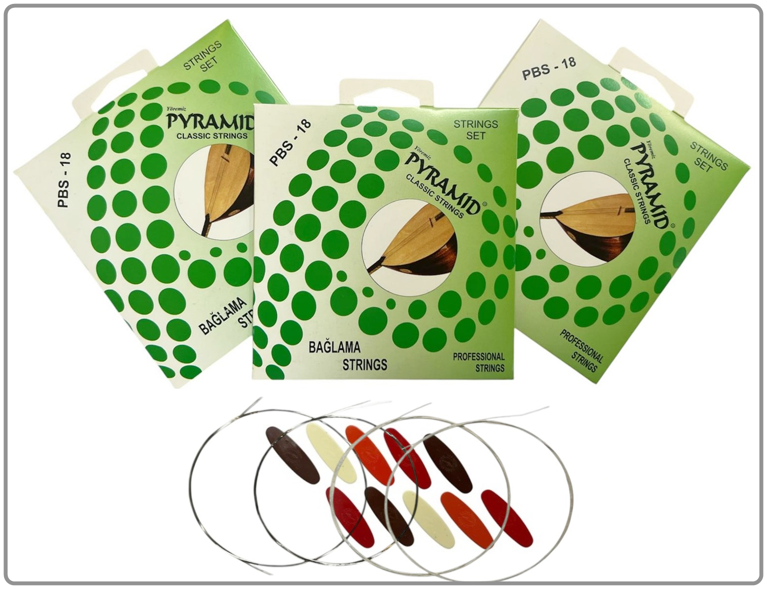 Pyramid PBS-018 Kısa Sap Bağlama Teli Takımı ( 3 Paket )