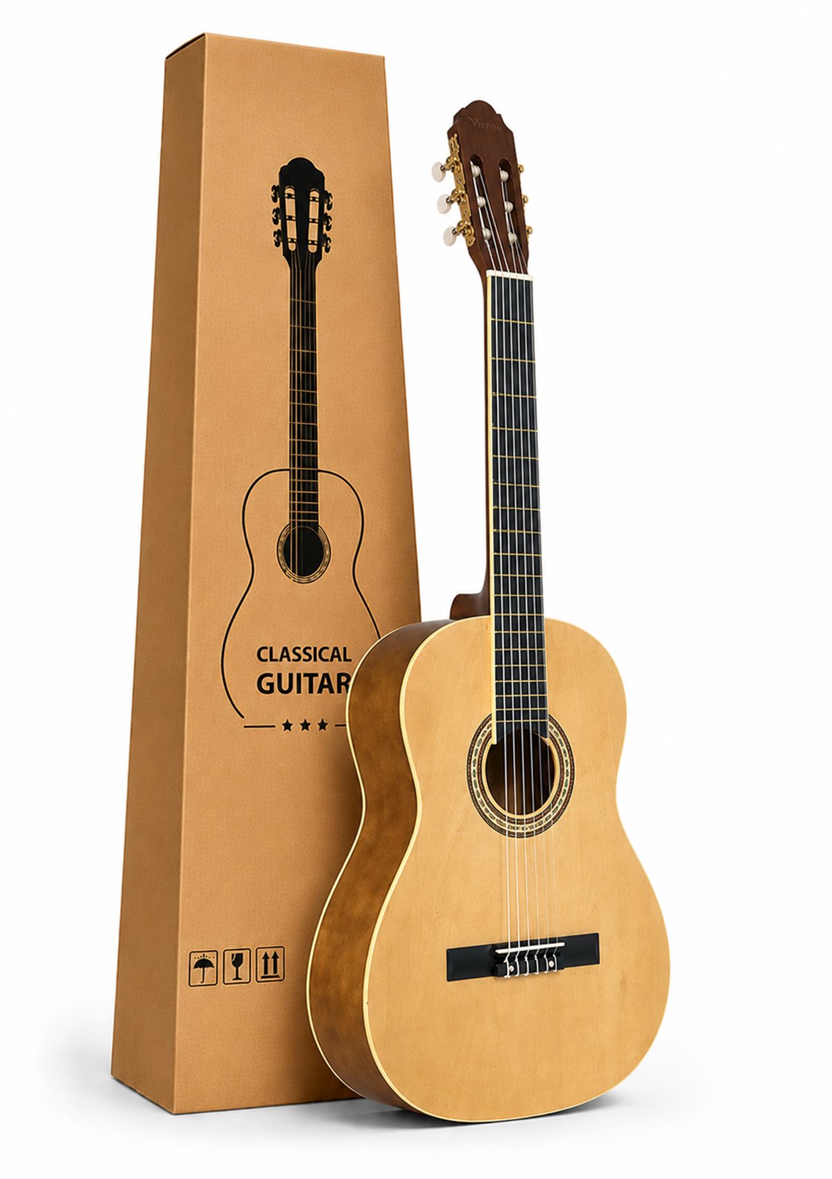 Victor Klasik Gitar Naturel Renk Mat Cila  