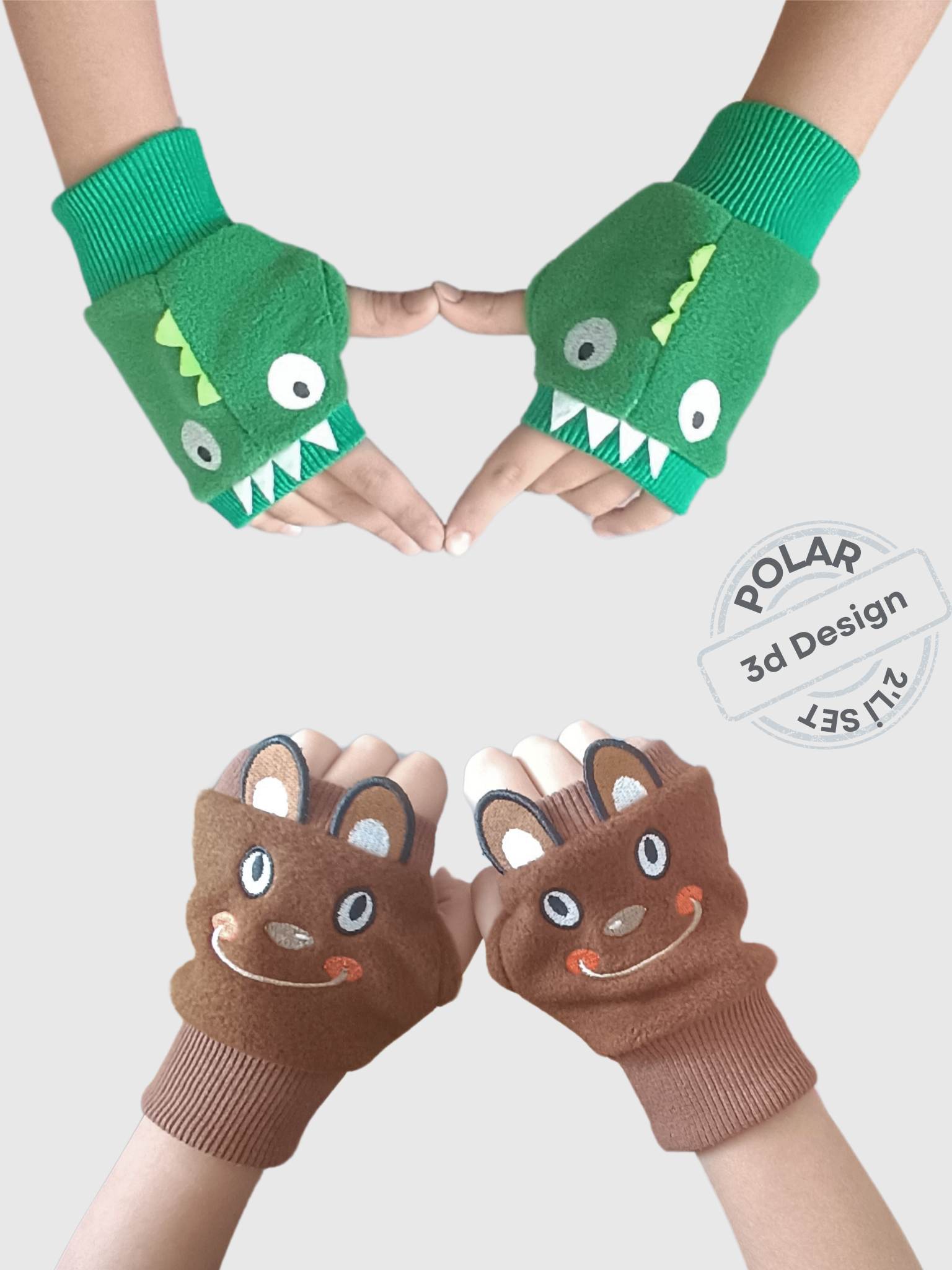 Ayı&Timsah 2'li Polar İmaj Eldiven