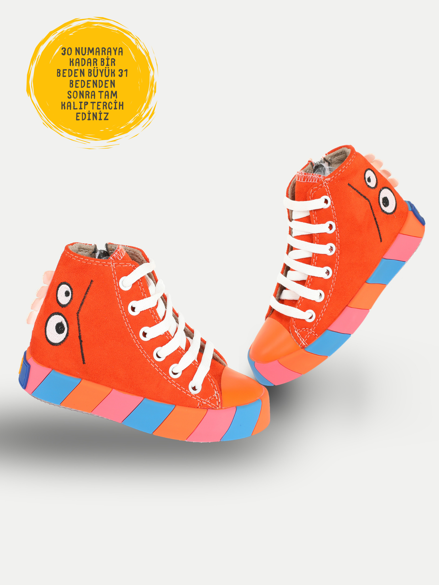Canavar Turuncu Süet Erkek Çocuk Sneakers