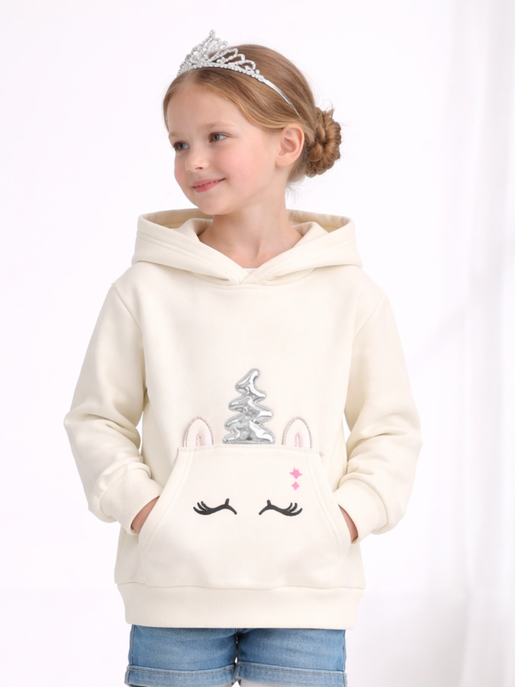 Denizkızı Pamuklu Kanguru Cep Kız Çocuk Sweatshirt