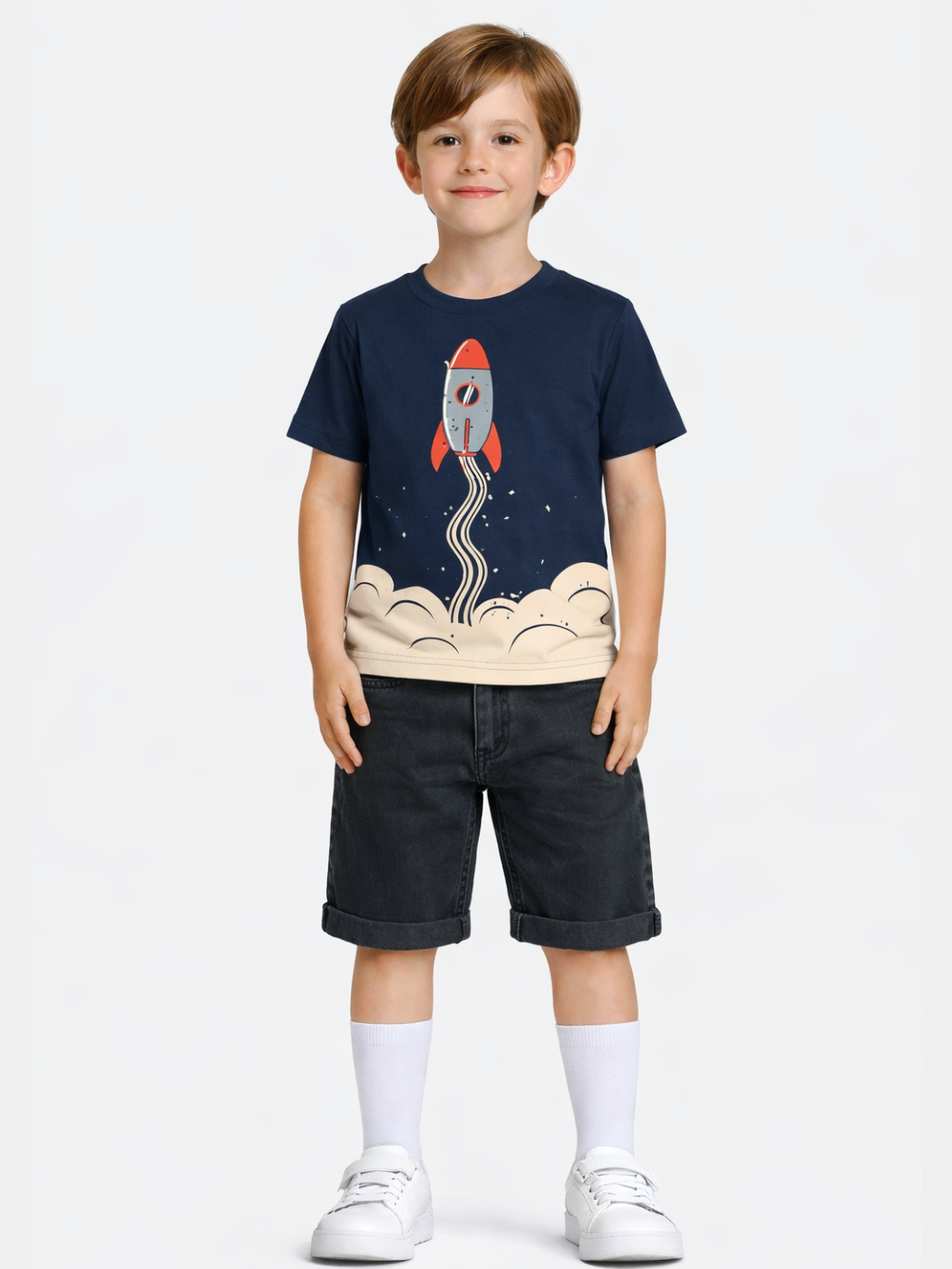 Rocket Denim Şort + T-Shirt Takım