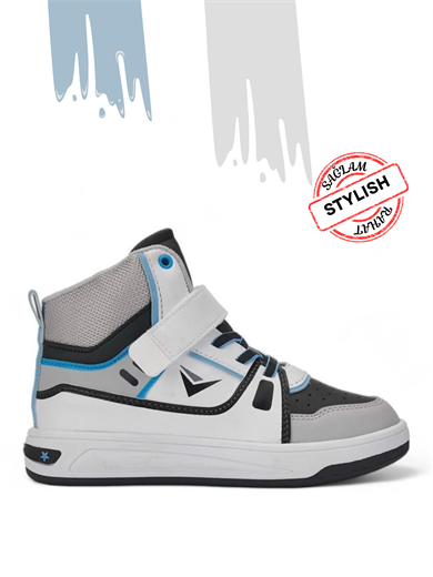 Beyaz Gri Erkek Çocuk Sneakers Spor Aayakkabı