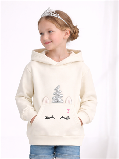 Denizkızı Pamuklu Kanguru Cep Kız Çocuk Sweatshirt