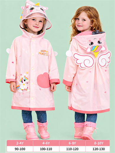 Pembe Unicorn Prenses Yağmurluk