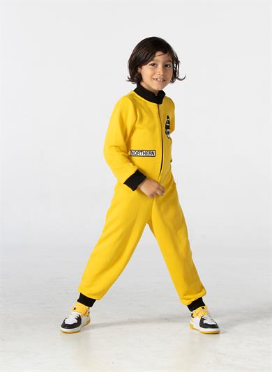 Sarı Uzay Erkek Çocuk Fermuarlı Tulum