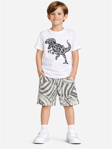 Siyah Desenli Dino Şort TakımTakım