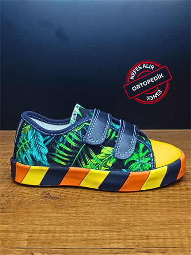 Yaprak Desenli Kanvas Yazlık Erkek Çocuk Sneakers
