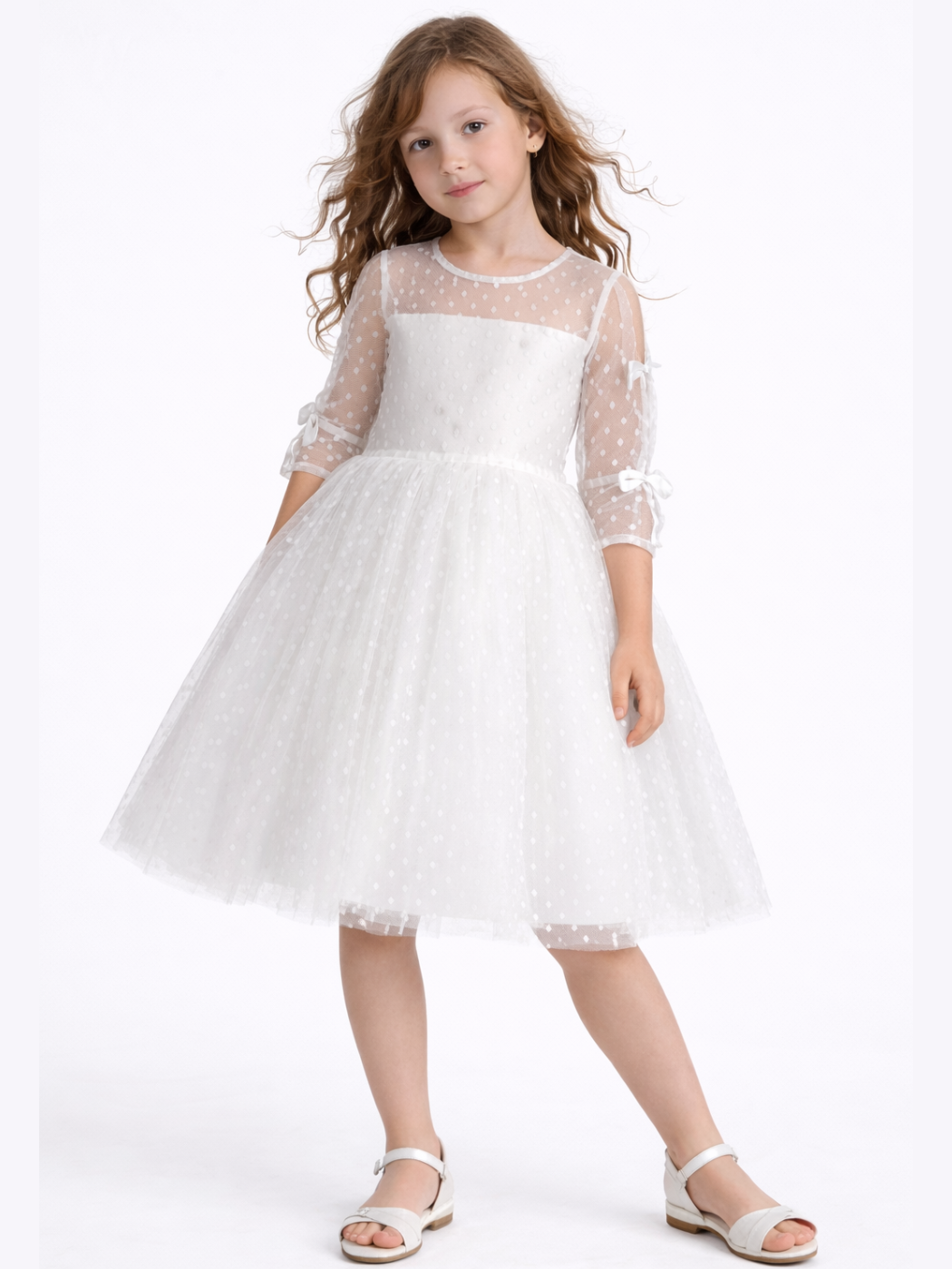 Beyaz Dantelli Tütülü Part & Bayramlık Elbise