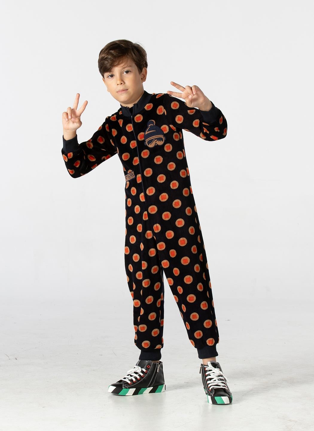 Kadife Unisex Çocuk Uzay Tulum