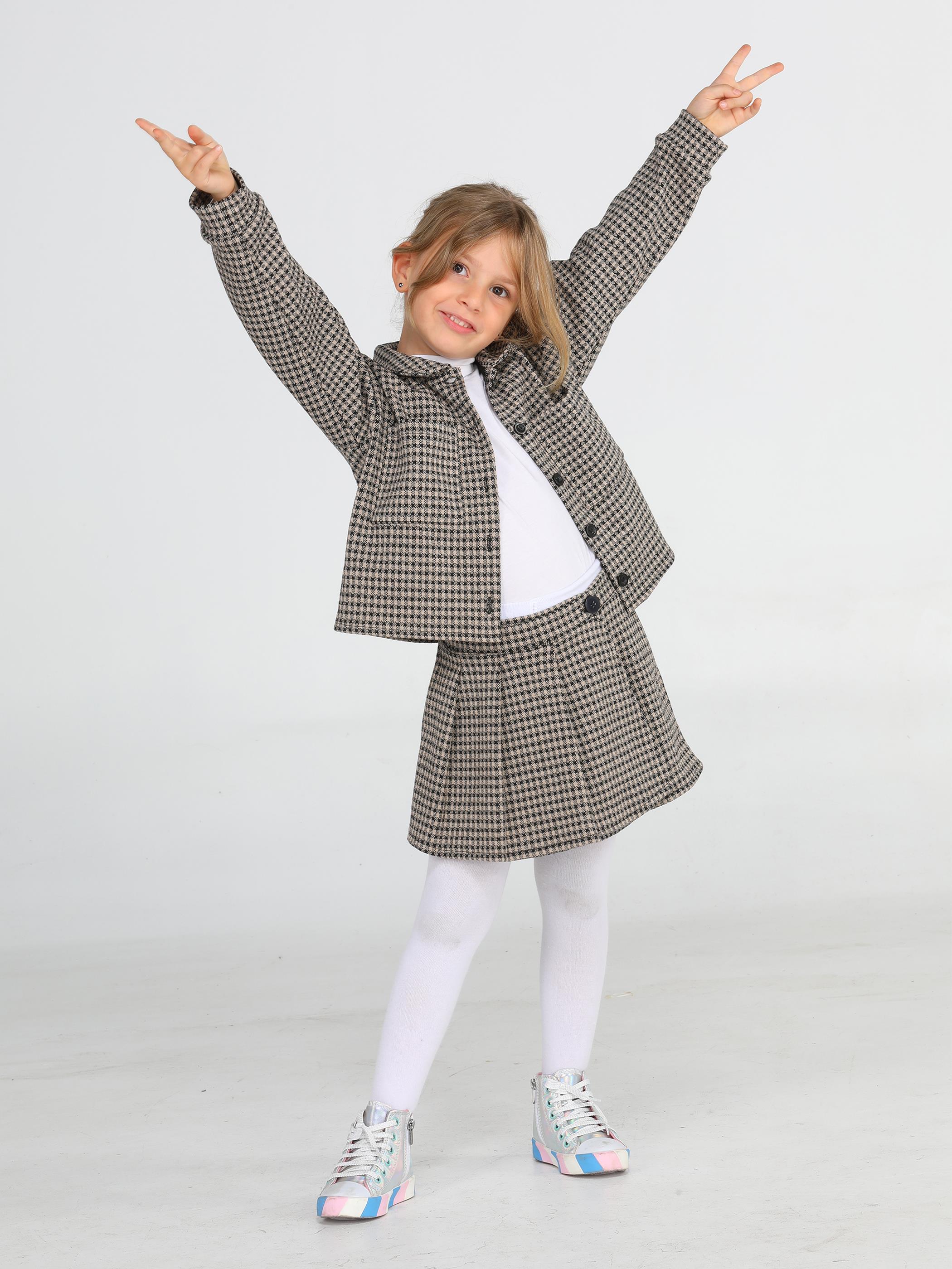 Kazayağı  Pliseli Kız Çocuk Şort + Gömlek Takım