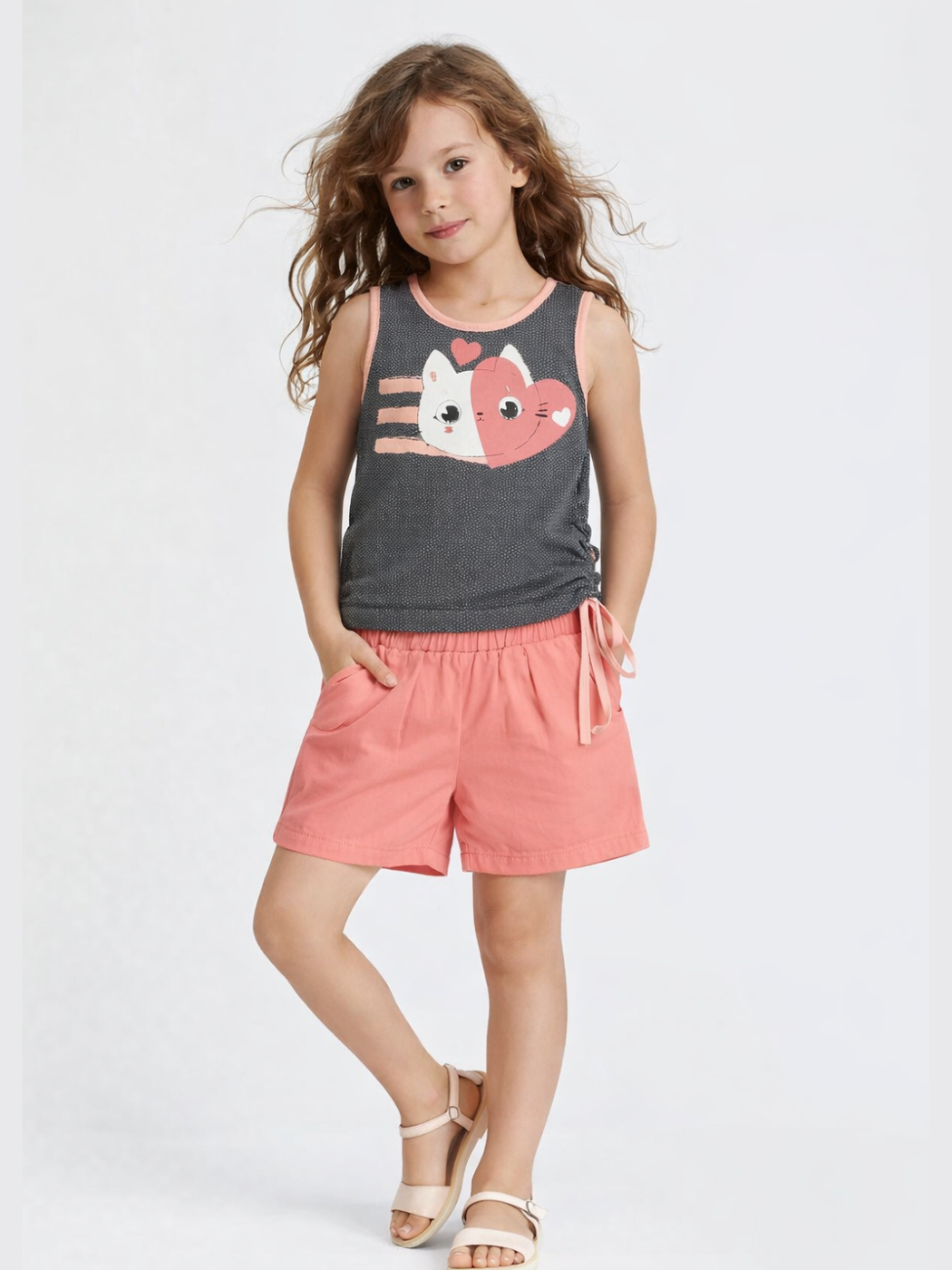 Kedili Dokuma Şort Takım 