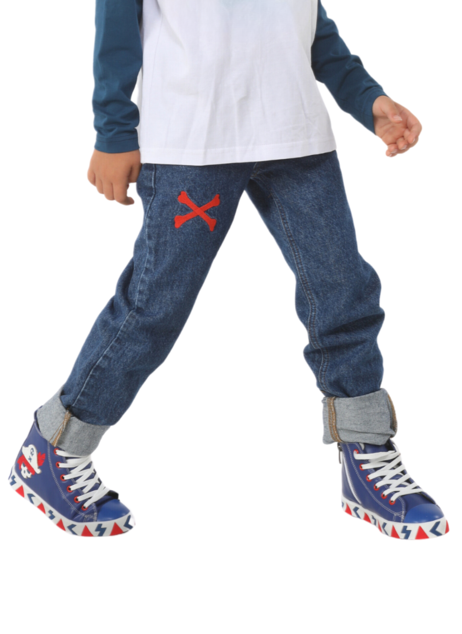 Korsan Orta Mavi Erkek Çocuk Denim Pantolon