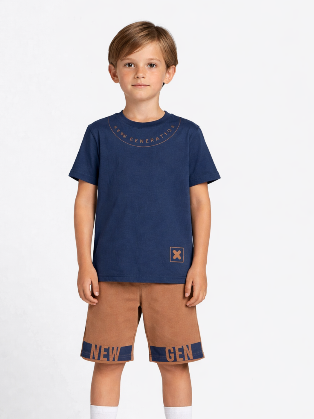New Gen Kahve Şort + T-shirt Takım