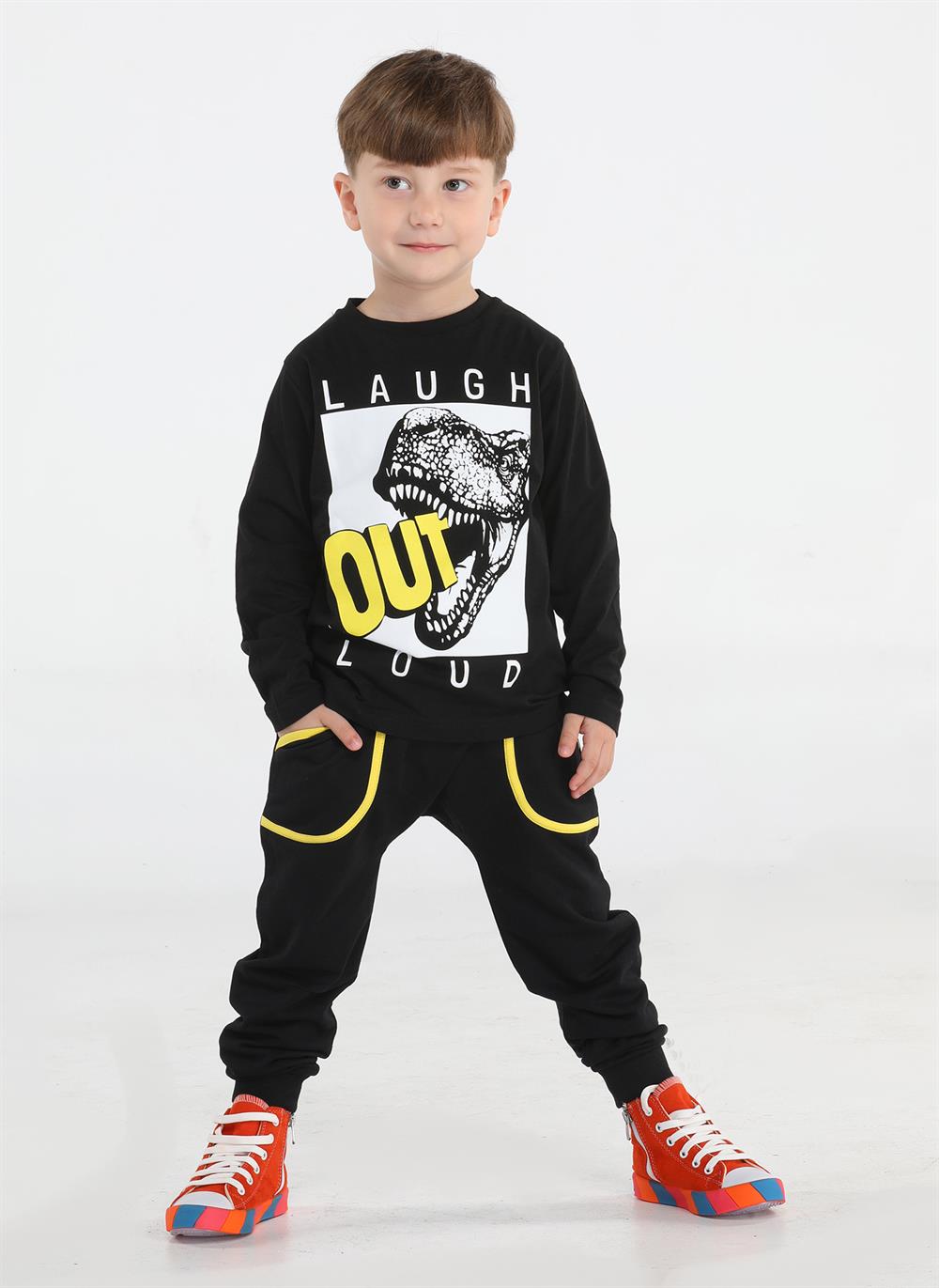 Out Dino Siyah Baggy Pantolon + T-shirt Takım