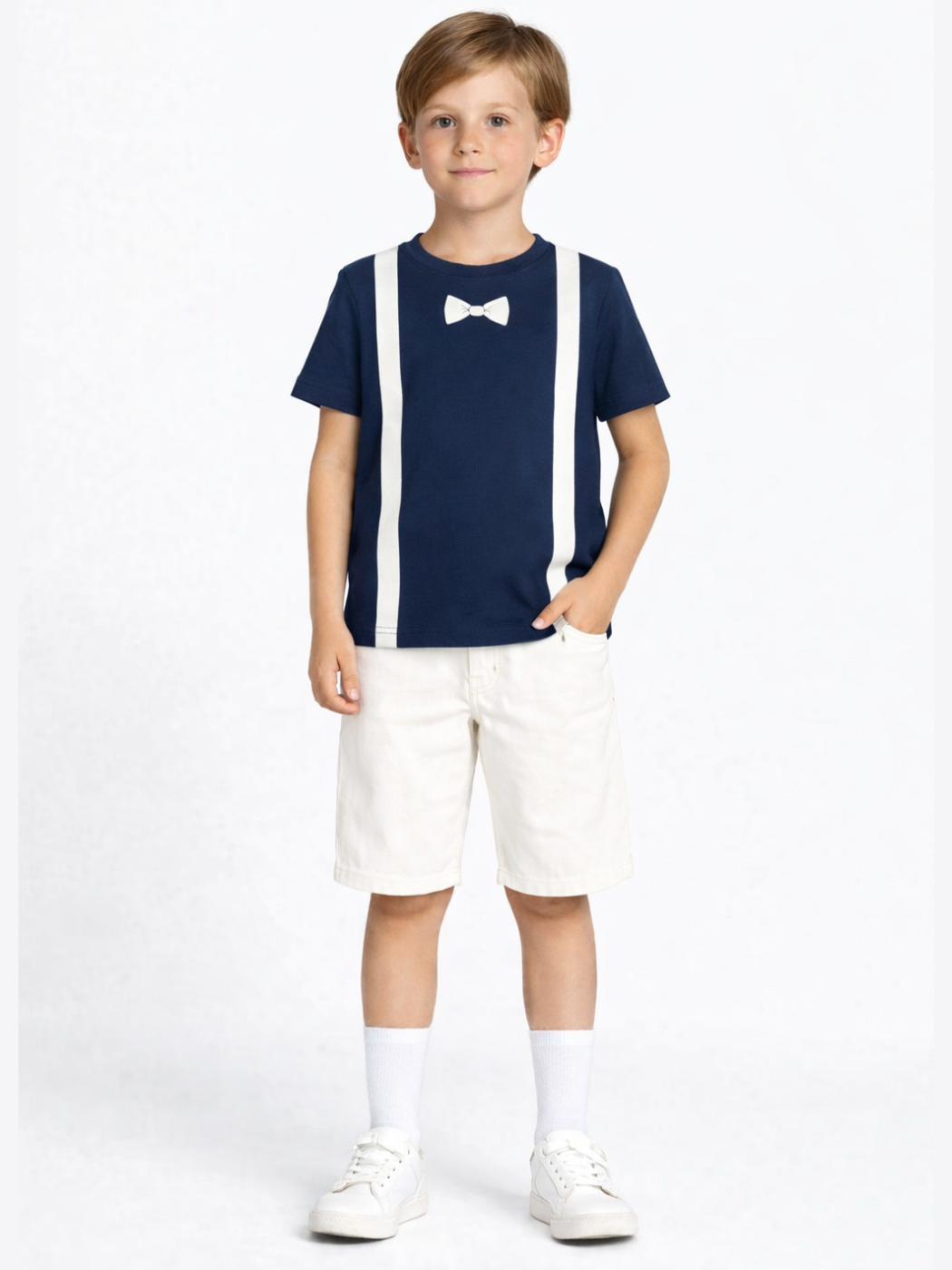 Papyon Beyaz Denim Şort + T-shirt Takım