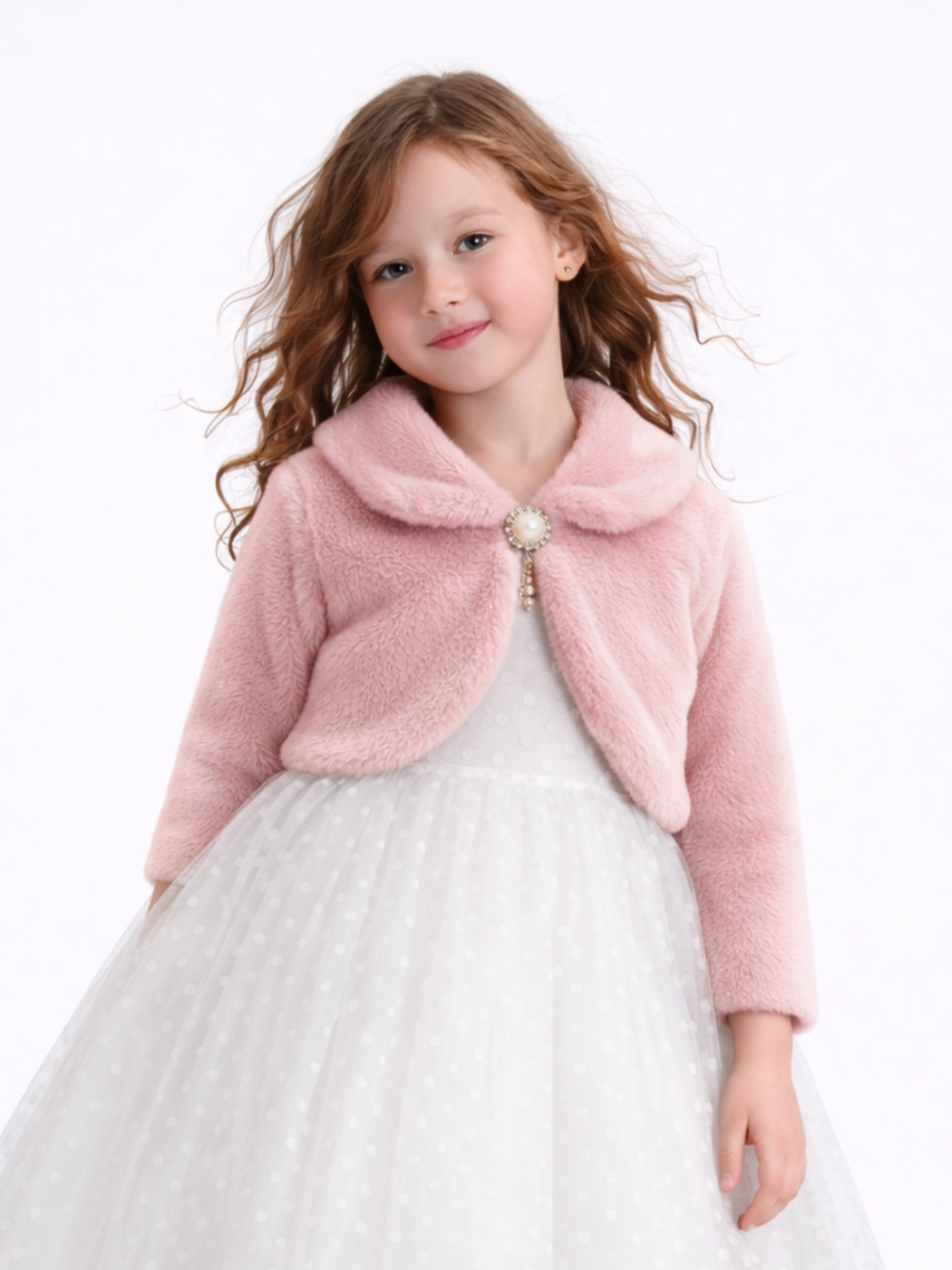 Pembe Kız Çocuk Peluş Bolero